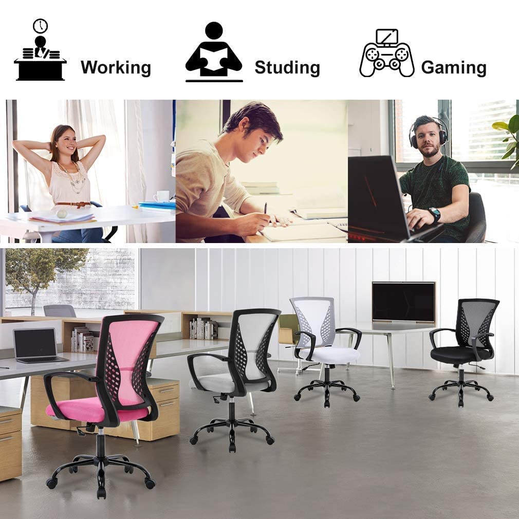 Ergonomic Mesh Office Chair with Lumbar Support - Adjustable Computer Desk Chair for Home, Conference & Meeting Rooms (Black) | Perfect for Long Work Hours, Gaming & Remote Work Setup