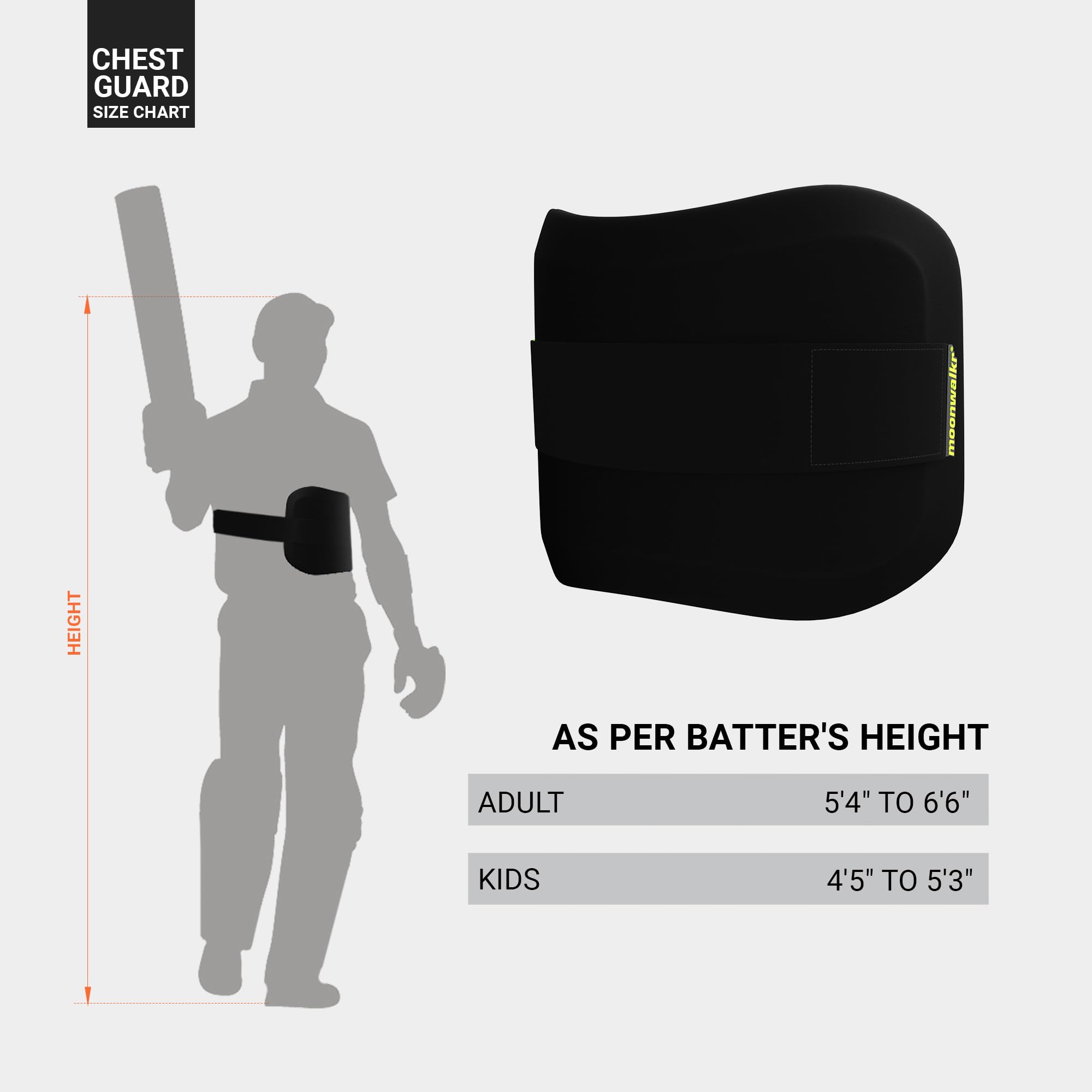 Moonwalkr Cricket Chest Guard - Protective Gear for Cricket Players - Lightweight & Comfortable Chest Protector for Batting & Fielding - Ideal for Practice & Matches