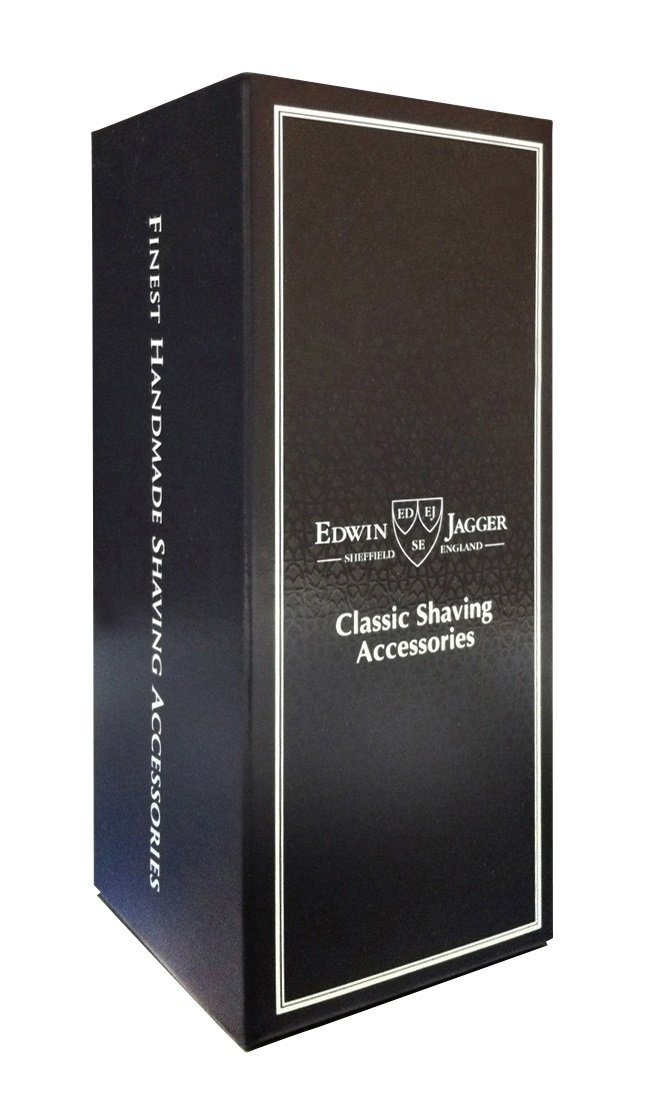 Edwin Jagger Large Silver Tip Badger Hair Shaving Brush with Drip Stand - Premium Imitation Ebony Handle - Luxury Wet Shaving Essential for Men's Grooming Routine