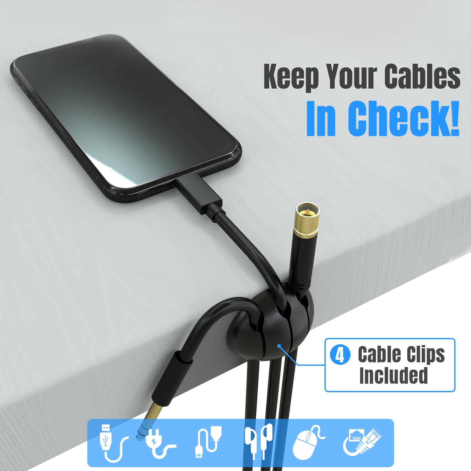 Tokye® Large Cable Management Box - Cord Organizer & Power Strip Hider for Desk, Gaming PC, TV | White & Black Edition | Perfect for Home Office, Entertainment Center & Workspace Organization