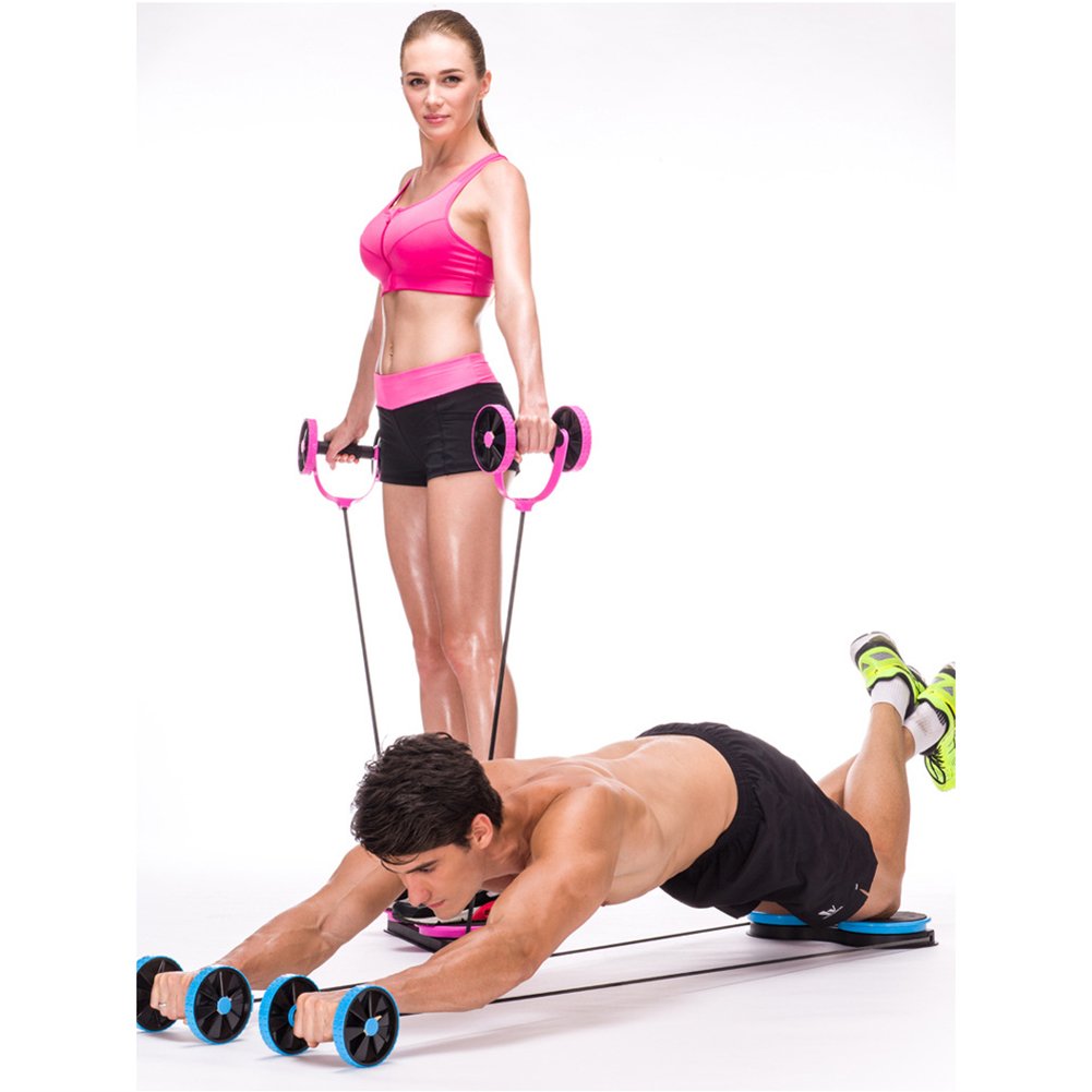 Multi-Functional Ab Wheel Roller for Core Workouts - Abdominal Exercise Equipment with Pull Rope & Twist Weight Training - Blue Fitness Gear for Home Gym & Office Workout