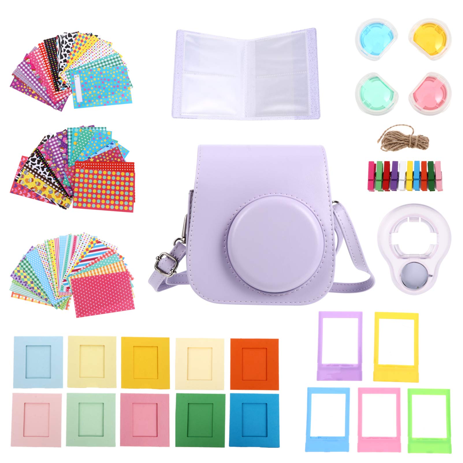 Gatuida 3-Piece Camera Accessory Set - Wooden Camera Storage Bag, Instant Mini 11 Case & Photo Album Sticker Paper - Perfect for Travel, Photography Enthusiasts & Instant Camera Protection
