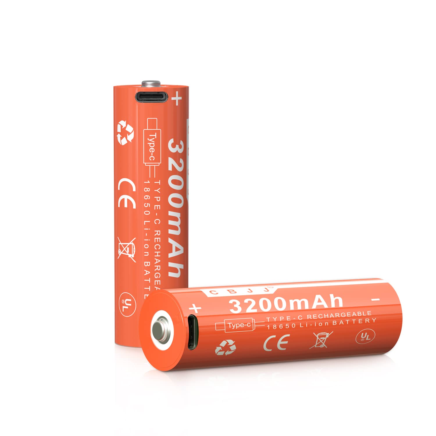 3.7V Rechargeable Lithium Batteries USB-C Charging - 2 Pack Button Cell Batteries for Headlamps, Flashlights, Camping Gear & Emergency Kits (Compatible with LED Lights)