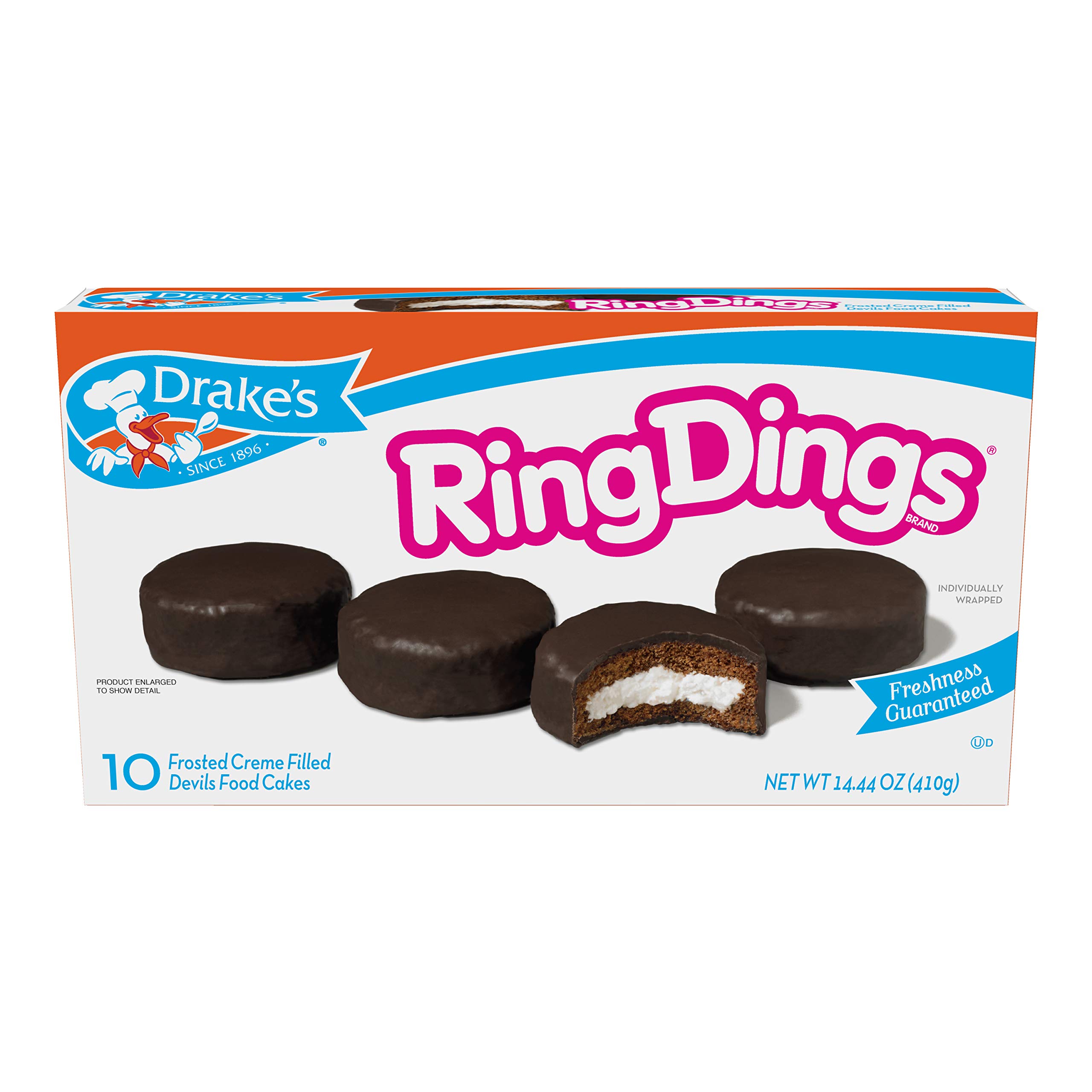 Drake's Ring Dings - 7 Boxes of Delicious Chocolate Snack Cakes | Perfect for Parties, School Lunches & Office Snacks