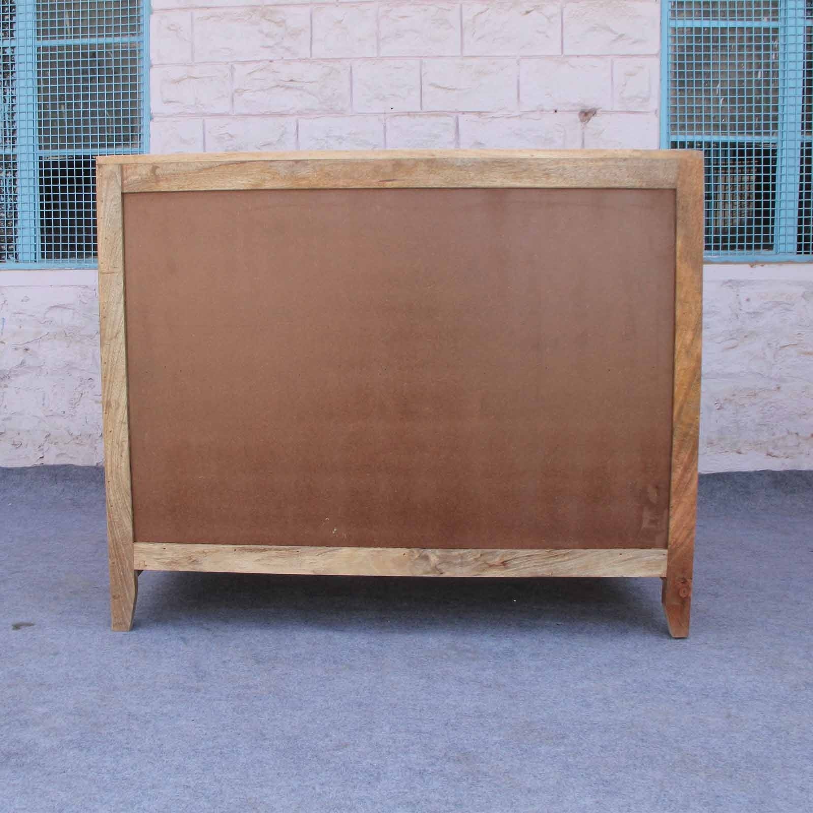 Elegant Floral Carved Solid Wood Sideboard - Handcrafted Buffet Cabinet for Dining Room, Living Room & Entryway Decor