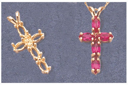 Solid Sterling Silver or 14K White/Yellow Gold Marquise Cross Pendant with Multi Stone Accents - Handcrafted in USA | Perfect for Gifts, Religious Jewelry & Everyday Wear