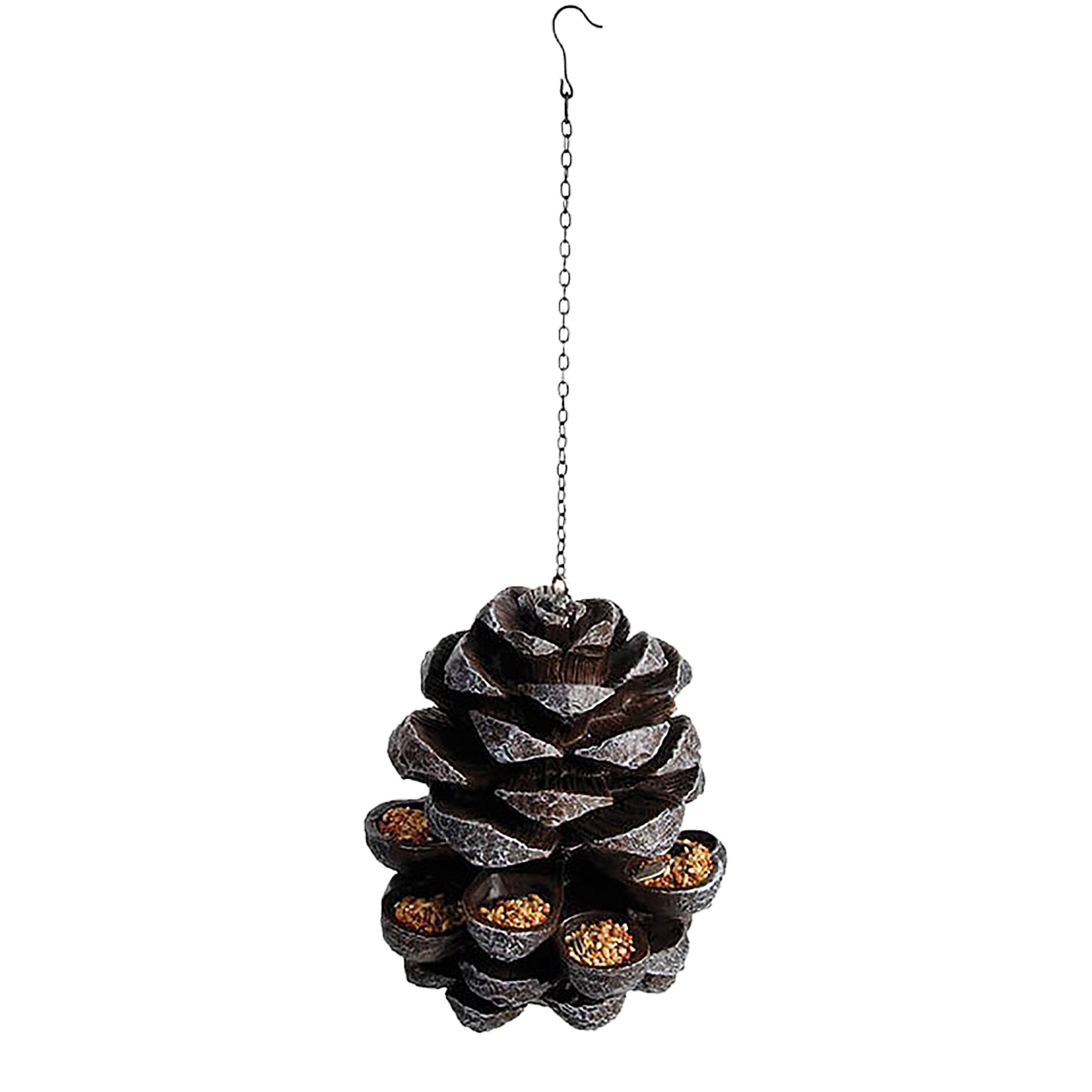 Pinecone Hanging Bird Feeder - Natural Wooden Bird Feeder for Outdoor Garden, Backyard & Patio - Attracts Wild Birds Like Cardinals & Finches - Perfect for Bird Watching & Nature Lovers