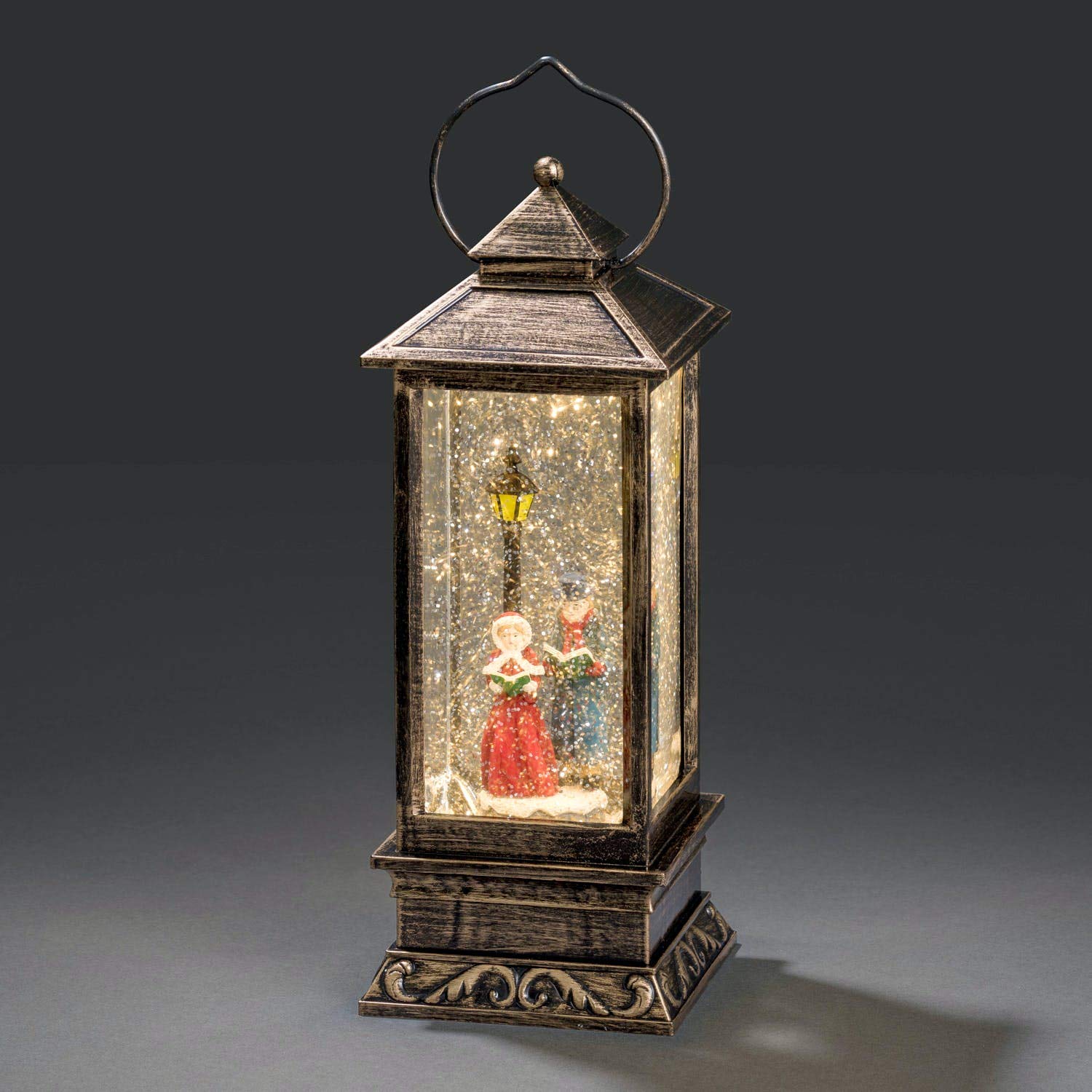 Dickensian Carol Singers LED Lantern - Battery Operated Water-Filled Christmas Decoration with Warm White Lights & Timer (2864-000) - Perfect for Holiday Home Decor, Christmas Tree Topper, and Festive Table Centerpiece