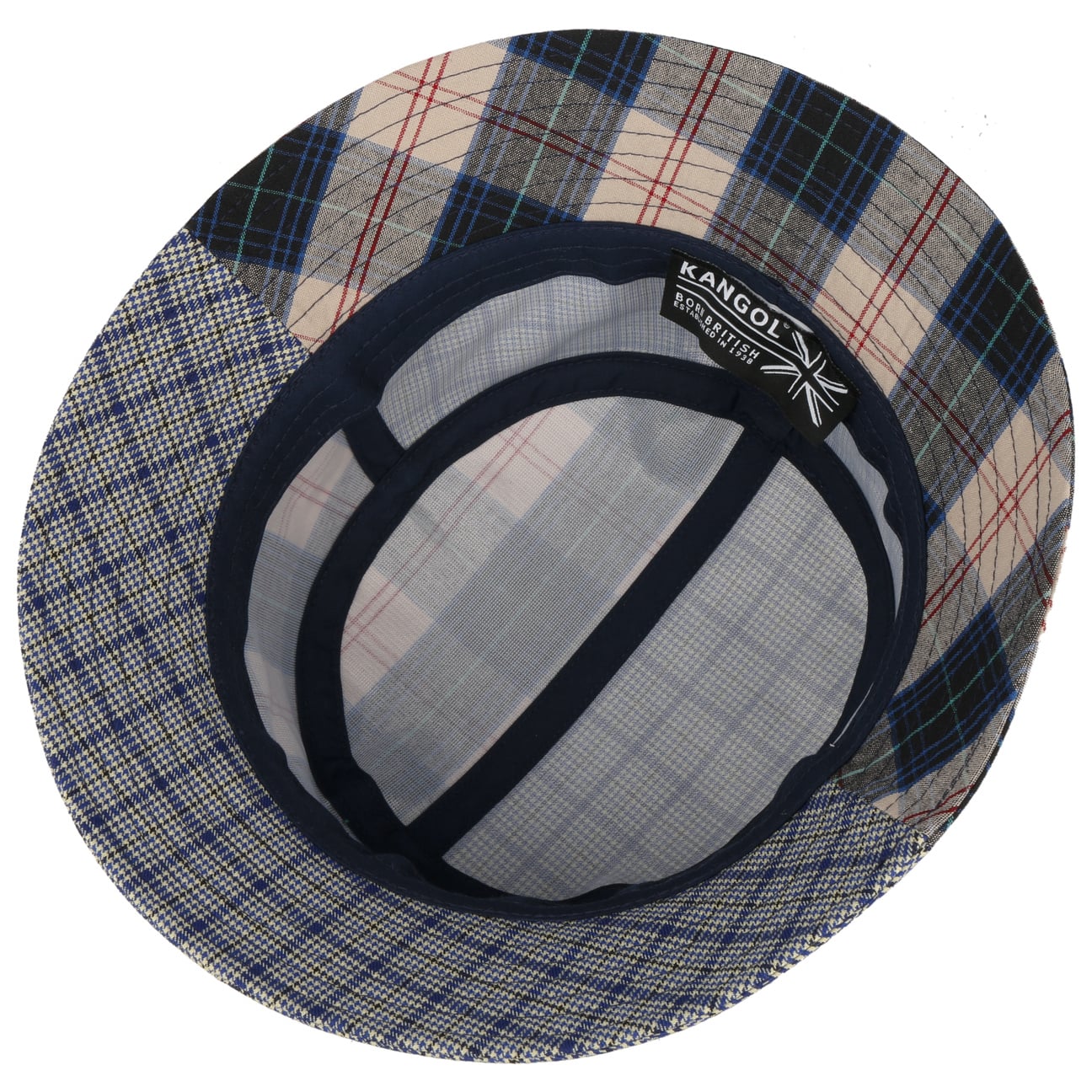 Kangol Plaid Mashup Bucket Fishing Hat for Men & Women - UV Protection Outdoor Sun Hat for Fishing, Hiking, Camping & Beach Activities