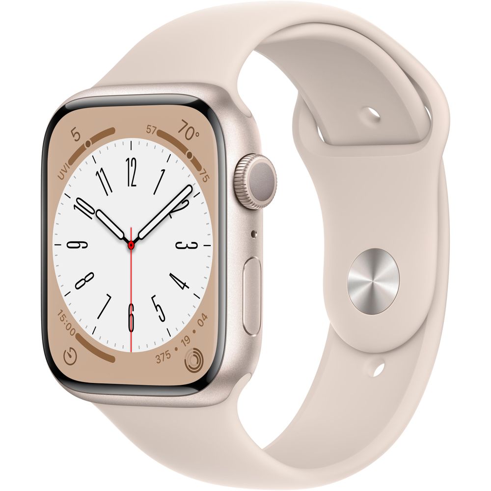 Apple Watch Series 8 (41mm) Starlight Aluminum Case with Starlight Sport Band - GPS Smartwatch for Fitness Tracking, Heart Rate Monitoring & iPhone Connectivity - Perfect for Workouts, Running & Everyday Wear