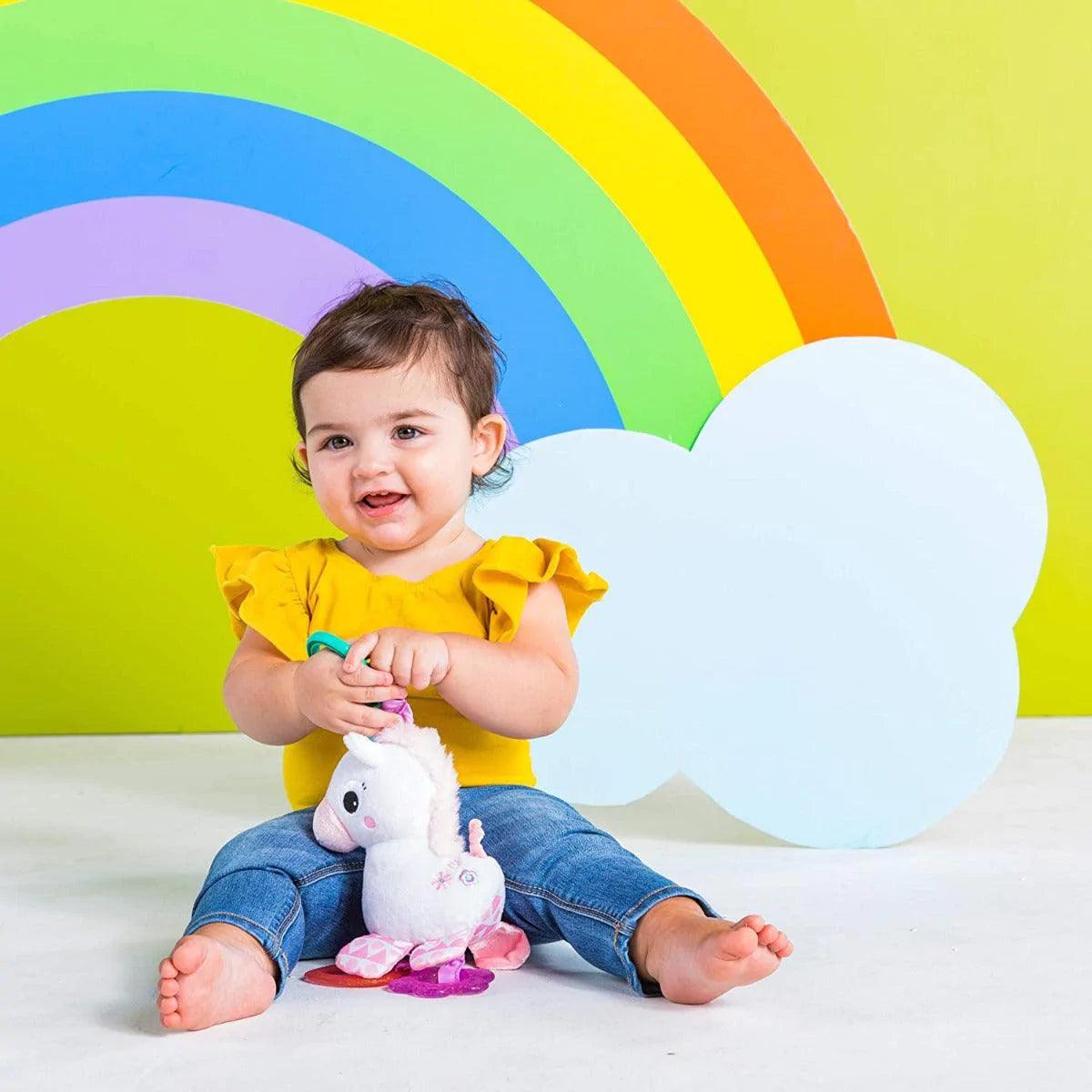 Bright Starts Sparkle & Shine Unicorn Rattle Baby Toy - Soft Pink Infant Teether & Sensory Toy for Newborns & Toddlers - Perfect for Playtime, Nursery Decor & Baby Shower Gifts