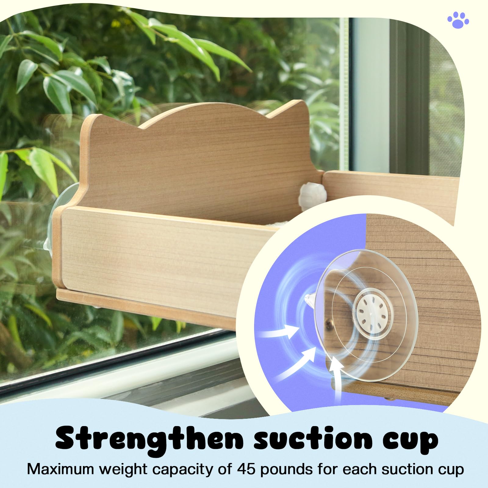 Premium Cat Window Perch with Scratching Post - Sturdy Sisal Cat Hammock for Windows with 2 Strong Suction Cups, Large Perch & Plush Cushion - Perfect for Indoor Cats to Lounge, Scratch & Sunbathe by the Window