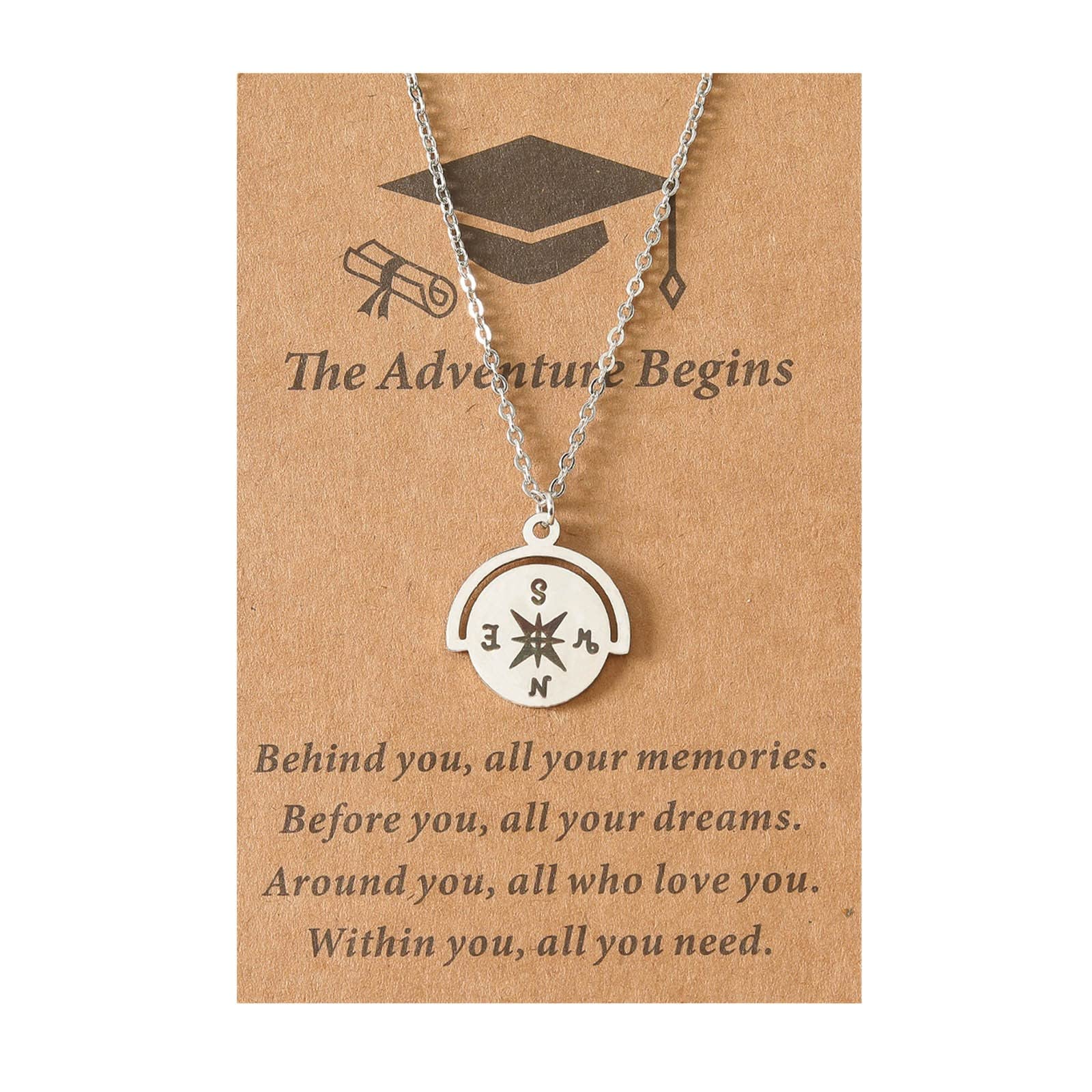1PC Inspirational Graduation Necklace Gift for Women & Men - 2022 College & High School Graduate Jewelry - Long Fake Pearl Necklace with Card - Perfect for Commencement Ceremonies & Graduation Parties