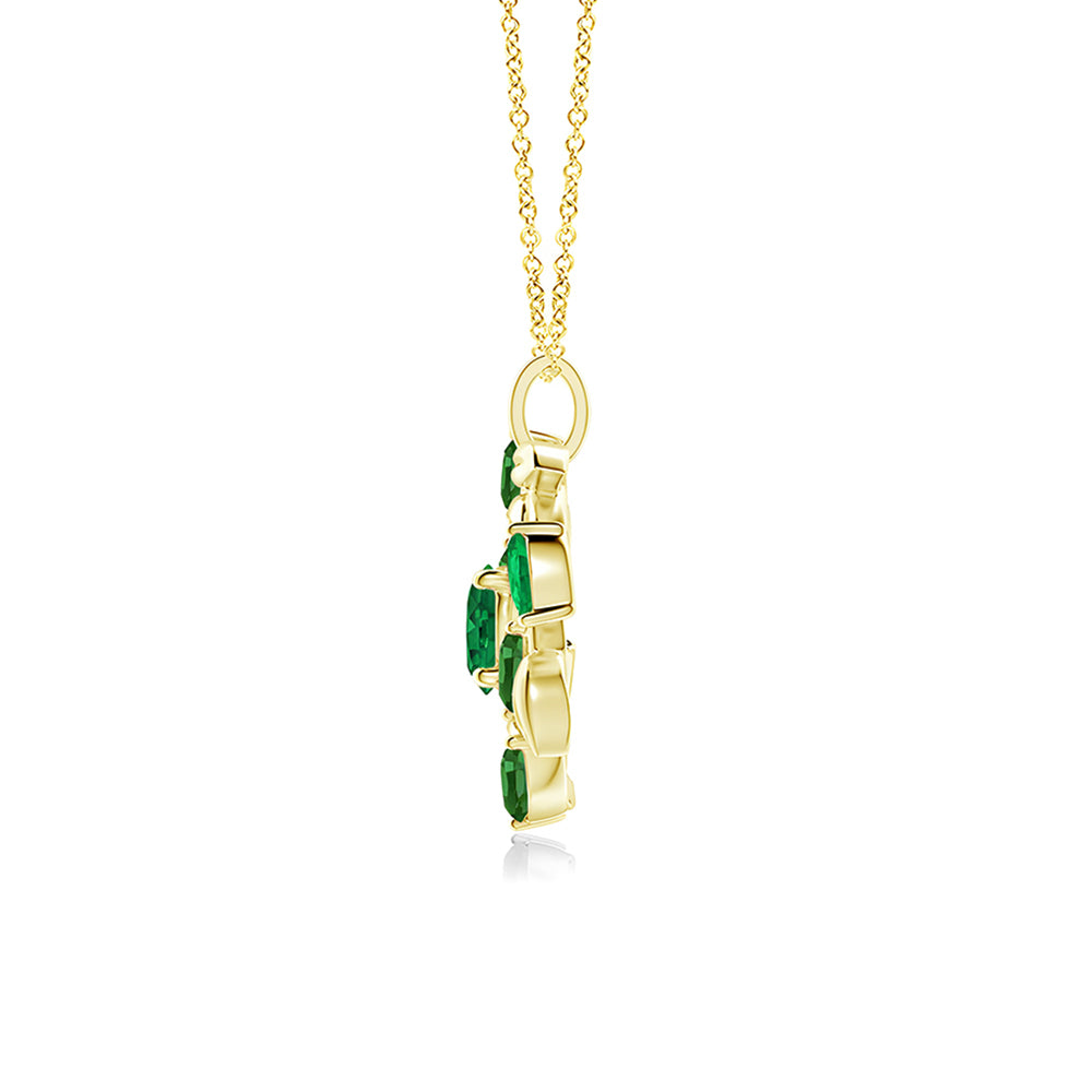 Elegant Round & Marquise Cut Emerald Olive Branch Statement Necklace Pendant - Perfect for Weddings, Parties & Special Occasions
