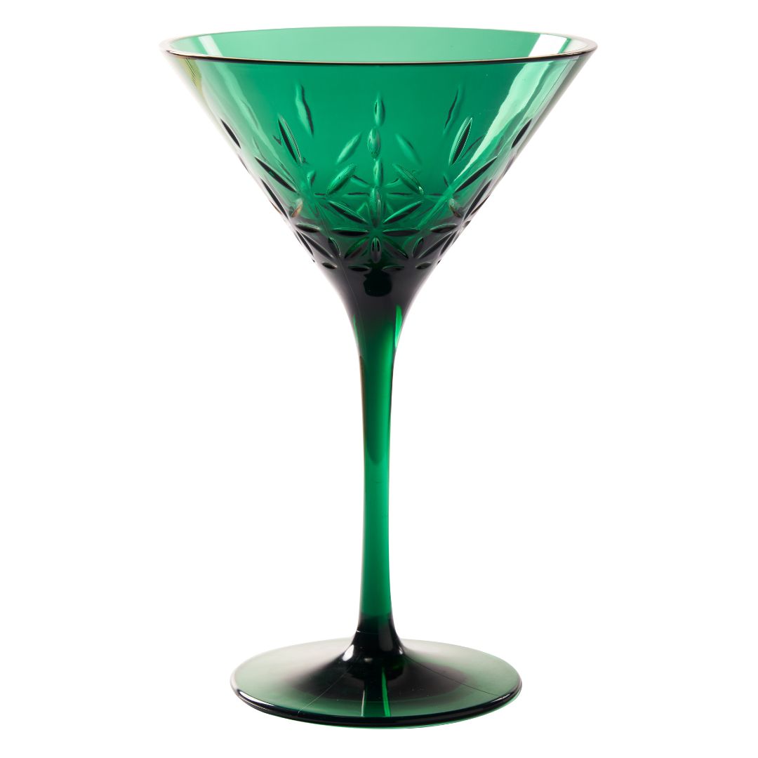 Classic Green Martini Glass Set - 8 Oz for Cocktails, Parties & Home Bar Decor - Perfect for Martinis, Margaritas & Elegant Drink Serving