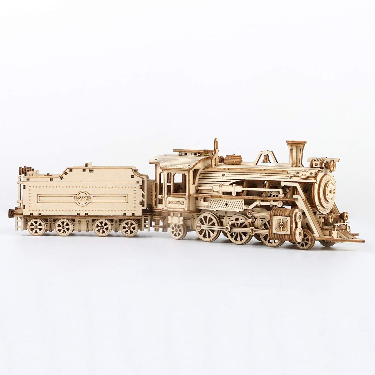 ROKR 3D Wooden Puzzle for Adults - DIY Mechanical Car Model Building Kit - Brain Teaser Toy Gift for Men, Women & Kids - Birthday & Christmas Present - Steam Train with Carriage - Perfect for Home Decoration, STEM Education & Family Bonding Activities