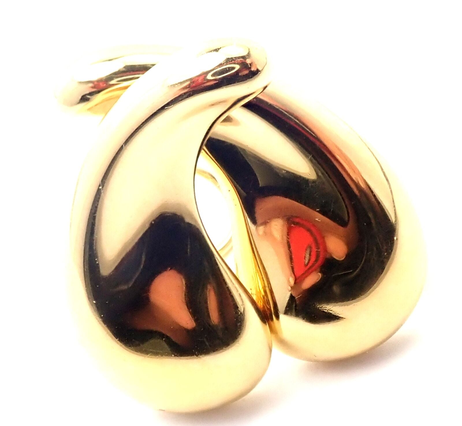 Authentic Tiffany & Co Elsa Peretti 18k Yellow Gold Extra Large Bean Earrings for Women - Luxury Jewelry Gift for Anniversary, Birthday & Special Occasions