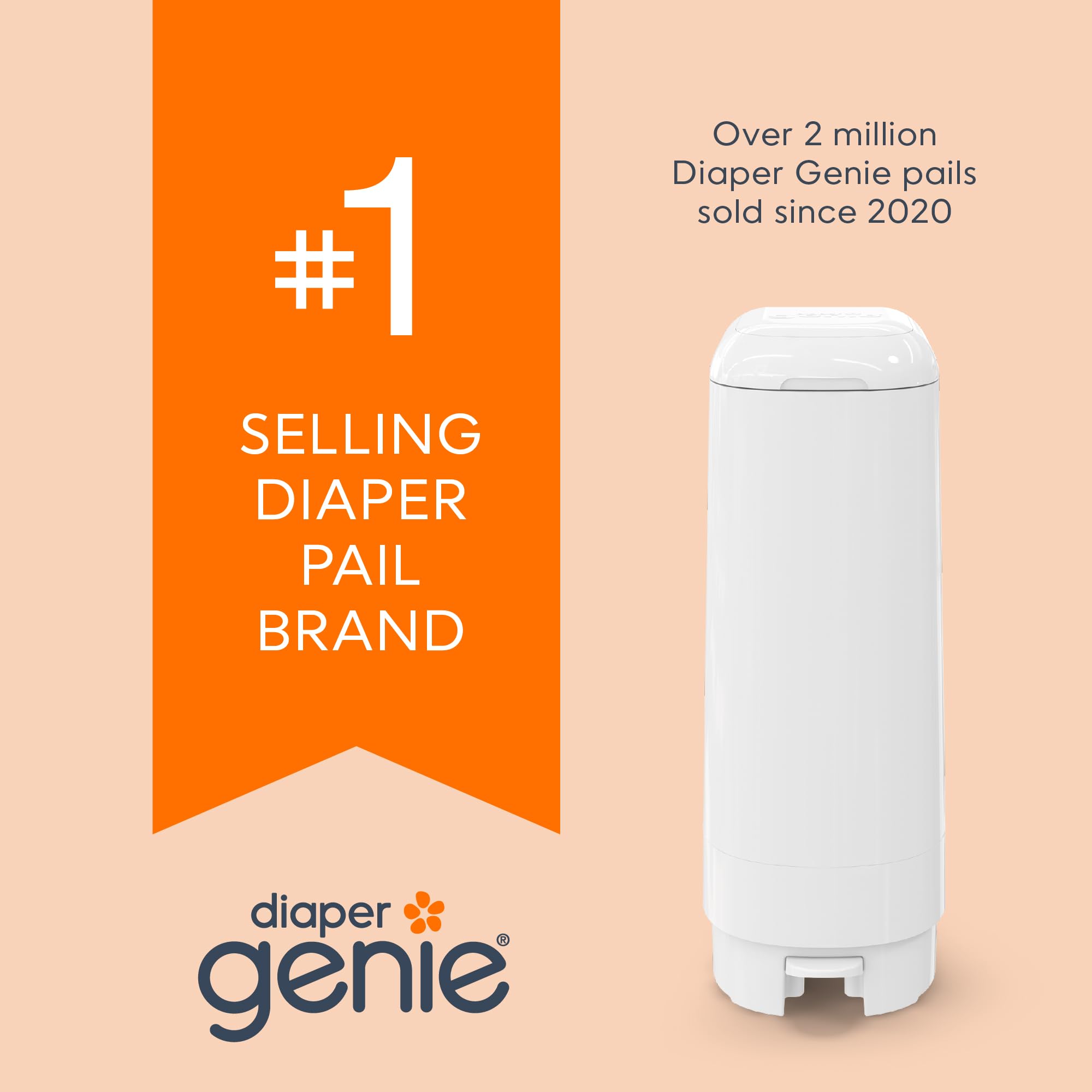 Diaper Genie Signature Gift Set with Easy Roll Refill - 48 Bags | Holds 2256+ Newborn Diapers | Perfect for Nursery, Baby Shower & Diaper Changing Station