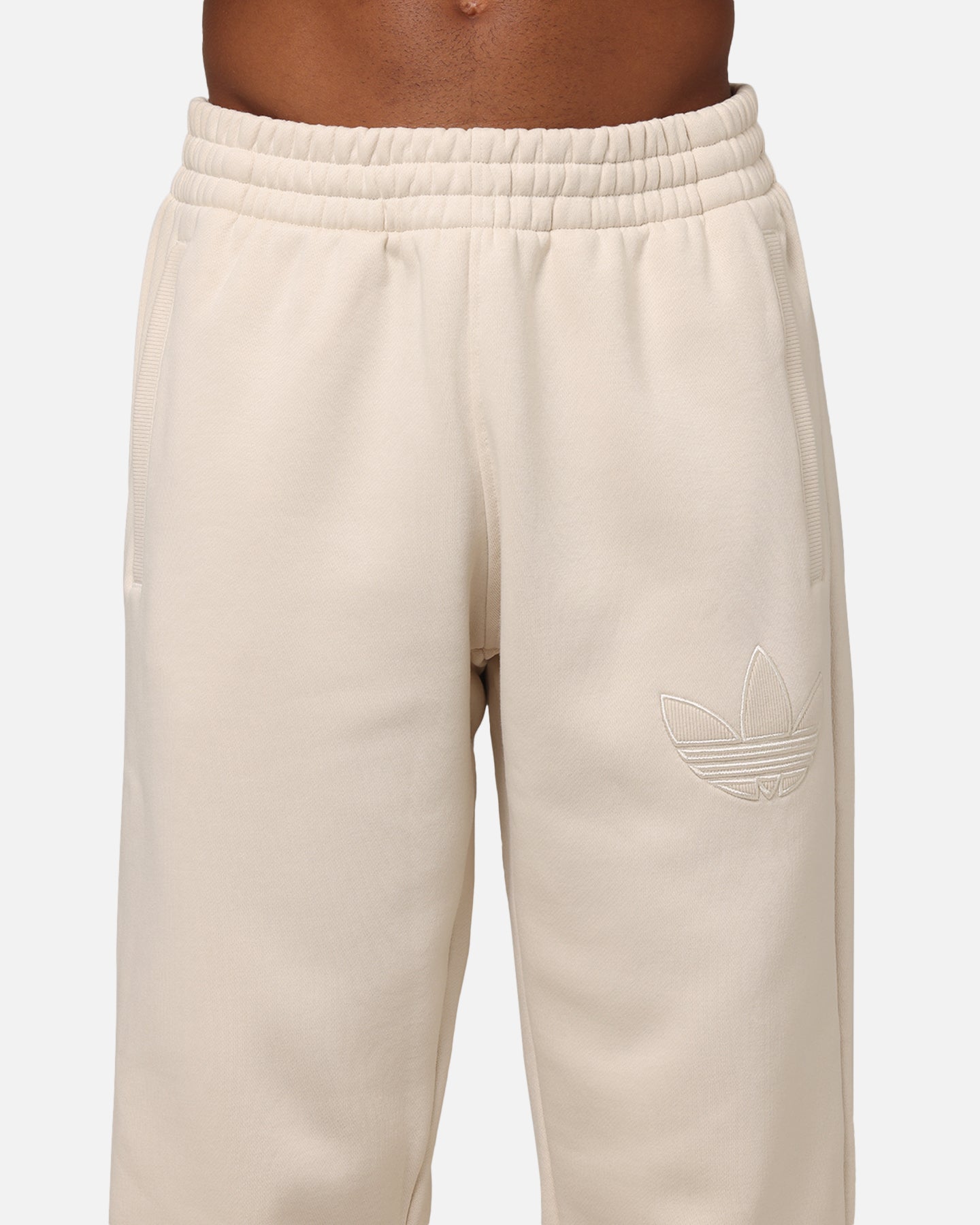 Adidas Originals 70's Fleece Joggers for Men - Soft Cotton Sweatpants with Elastic Waistband, Wonder White | Perfect for Gym, Running, Lounge & Casual Wear