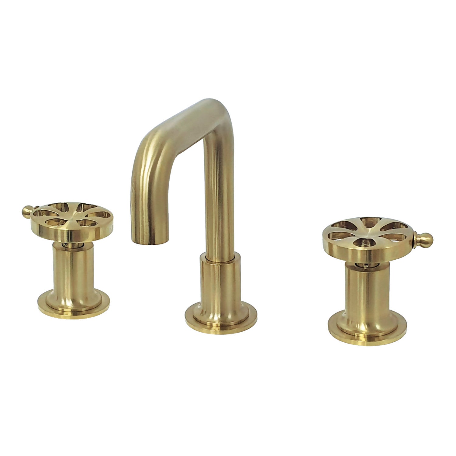 Belknap KS142RXBB Brushed Brass Widespread Bathroom Faucet - 2 Handle 3 Hole Deck Mount with Push Pop Up Drain - Perfect for Modern Bathroom Renovations & Luxury Home Upgrades