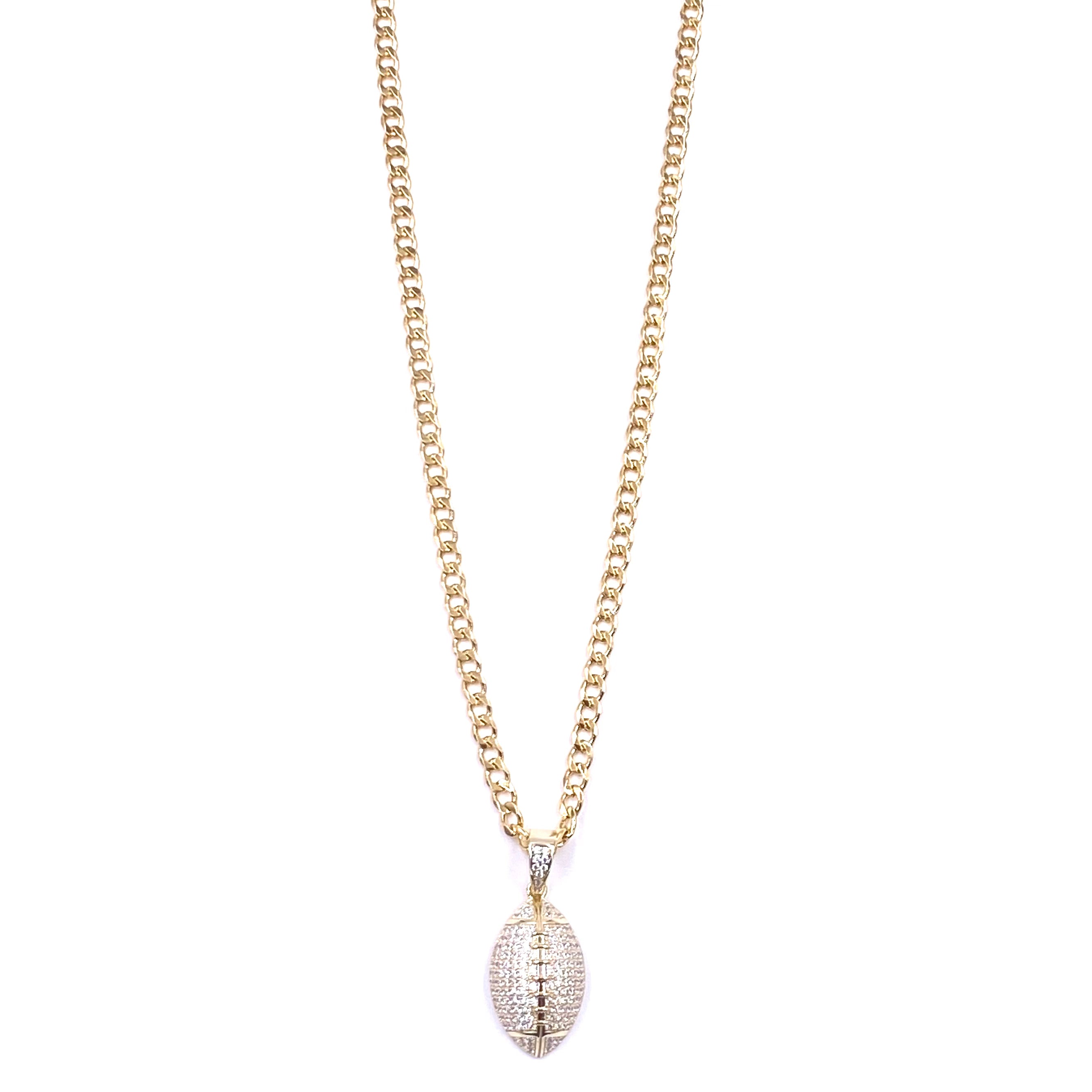 Ashley Gold Stainless Steel Gold Plated CZ Floating Football Charm Necklace for Women - Elegant Sports Jewelry Gift for Football Fans, Game Day Accessories, Homecoming, and Special Occasions