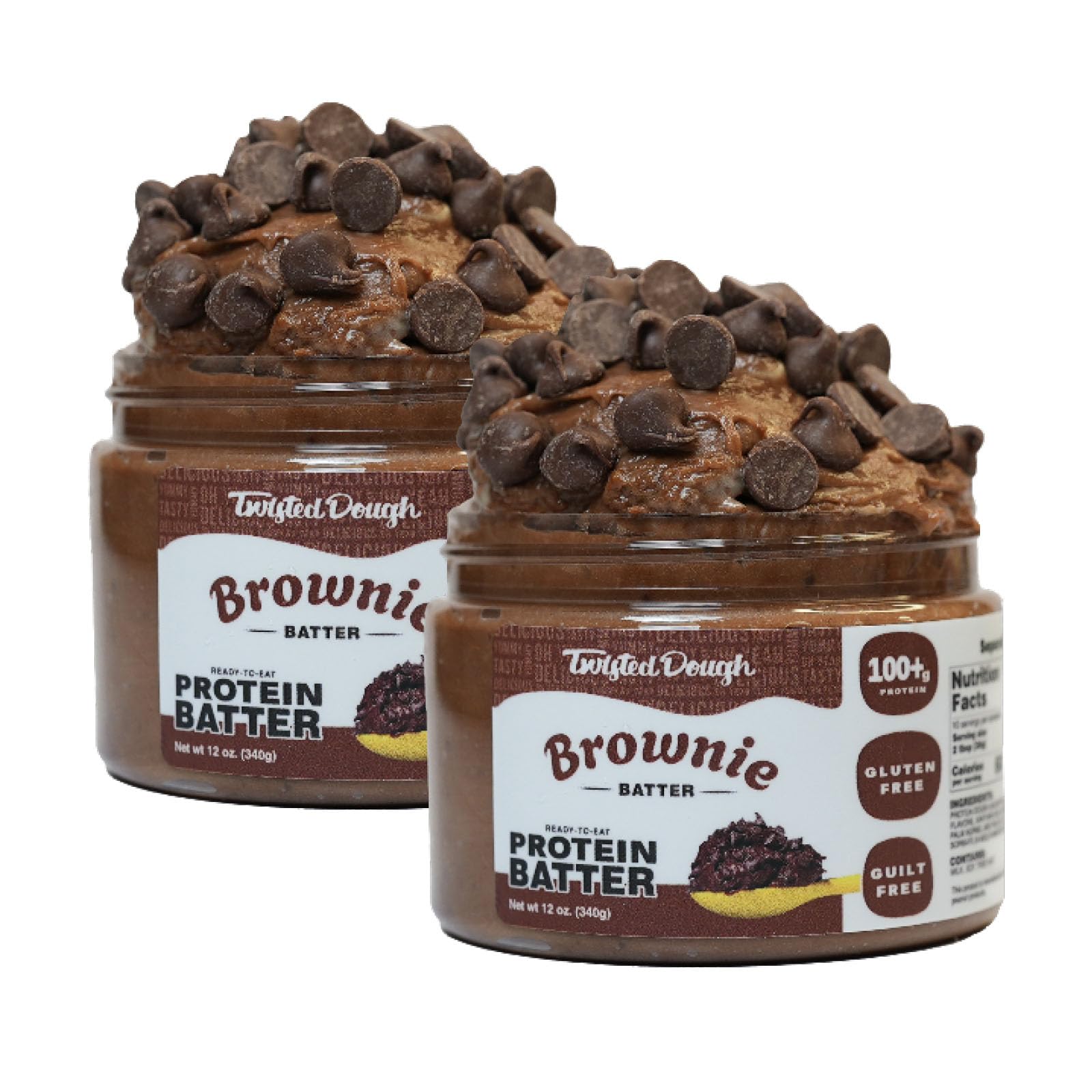 Twisted Dough - 2 Pack Brownie Batter Protein Cookie Dough | Healthy Edible Dessert Dough with High Protein | Smooth & Creamy Ready-to-Eat Cookie Dough in Individual Jars | Perfect for Post-Workout Snacks, Healthy Desserts & Midnight Cravings