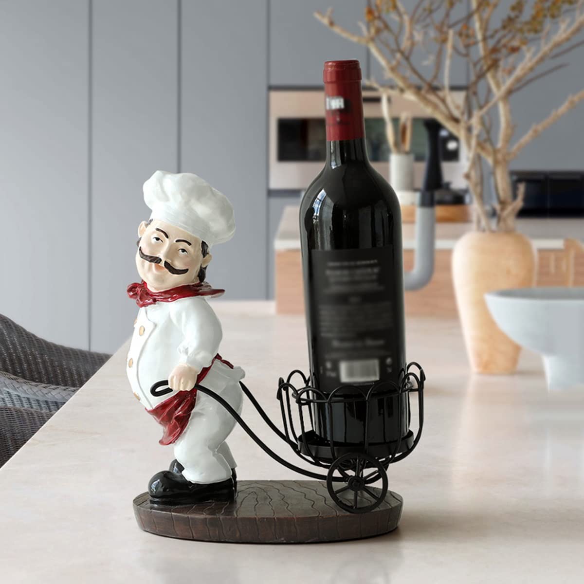 SEFAX Creative Resin Mustache Chef Wine Rack - Modern Wine Bottle Display Holder for Kitchen, Bar & Restaurant Decor - Perfect for Home Storage & Wine Enthusiasts - Ideal for Gifts, Parties & Entertaining