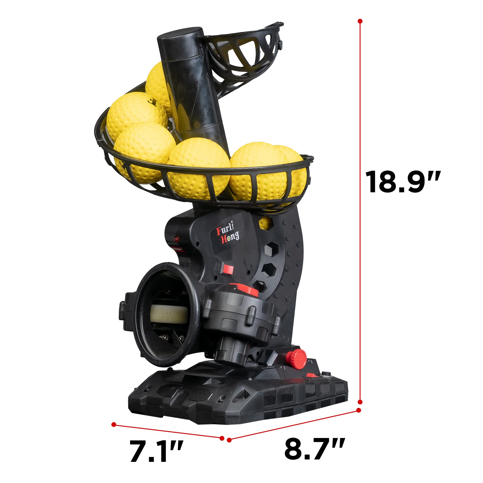 Upgraded Electronic Baseball Pitching Machine - Adjustable Speed & Angles, AC/Battery Powered with 8 Dimpled Balls | Perfect for Youth Baseball Training, Batting Practice & Fielding Drills at Home or Backyard