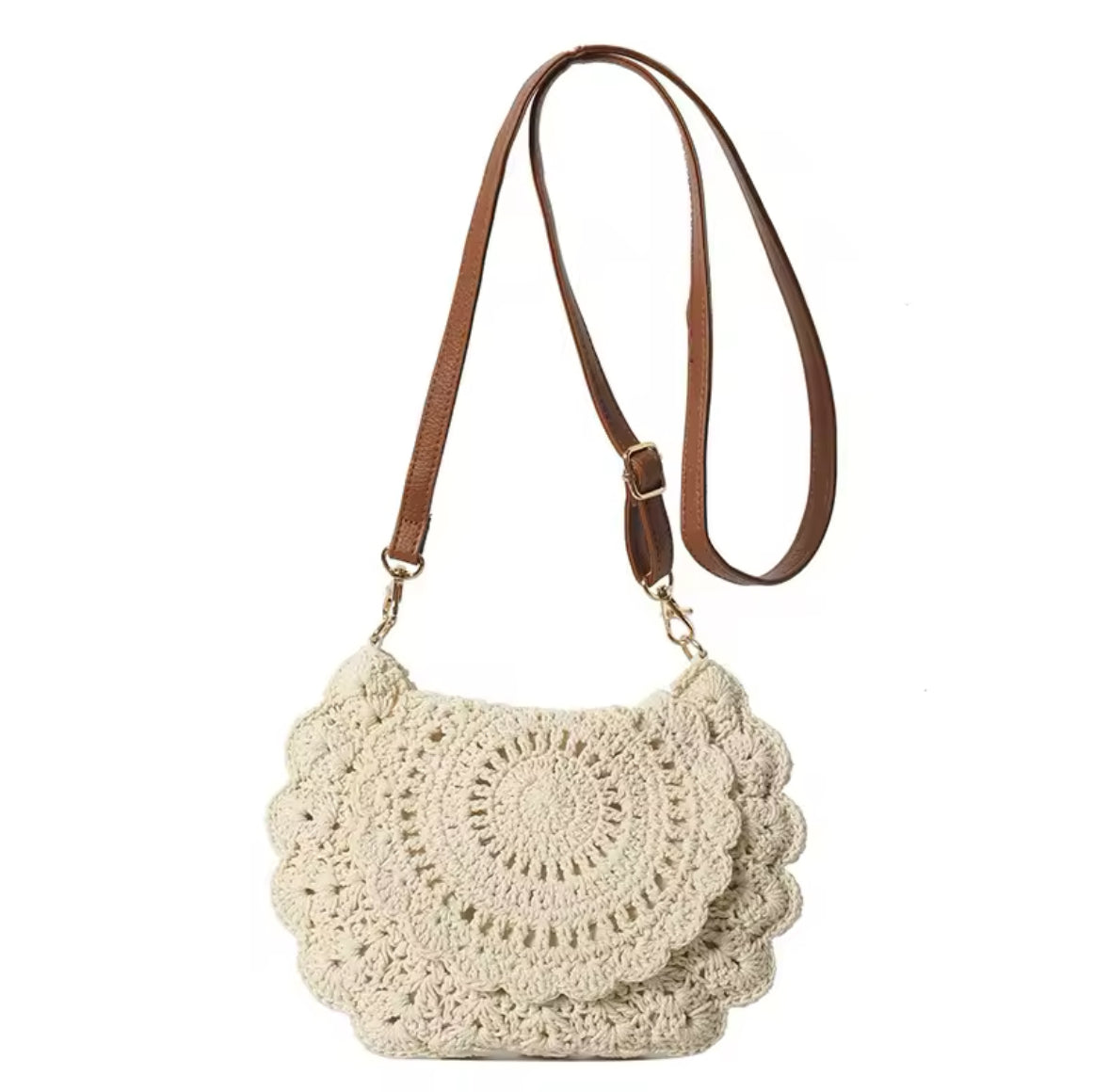 Maria Beige Crochet Bag - Handmade Boho Beach Tote for Women - Perfect for Summer Outings, Travel & Shopping