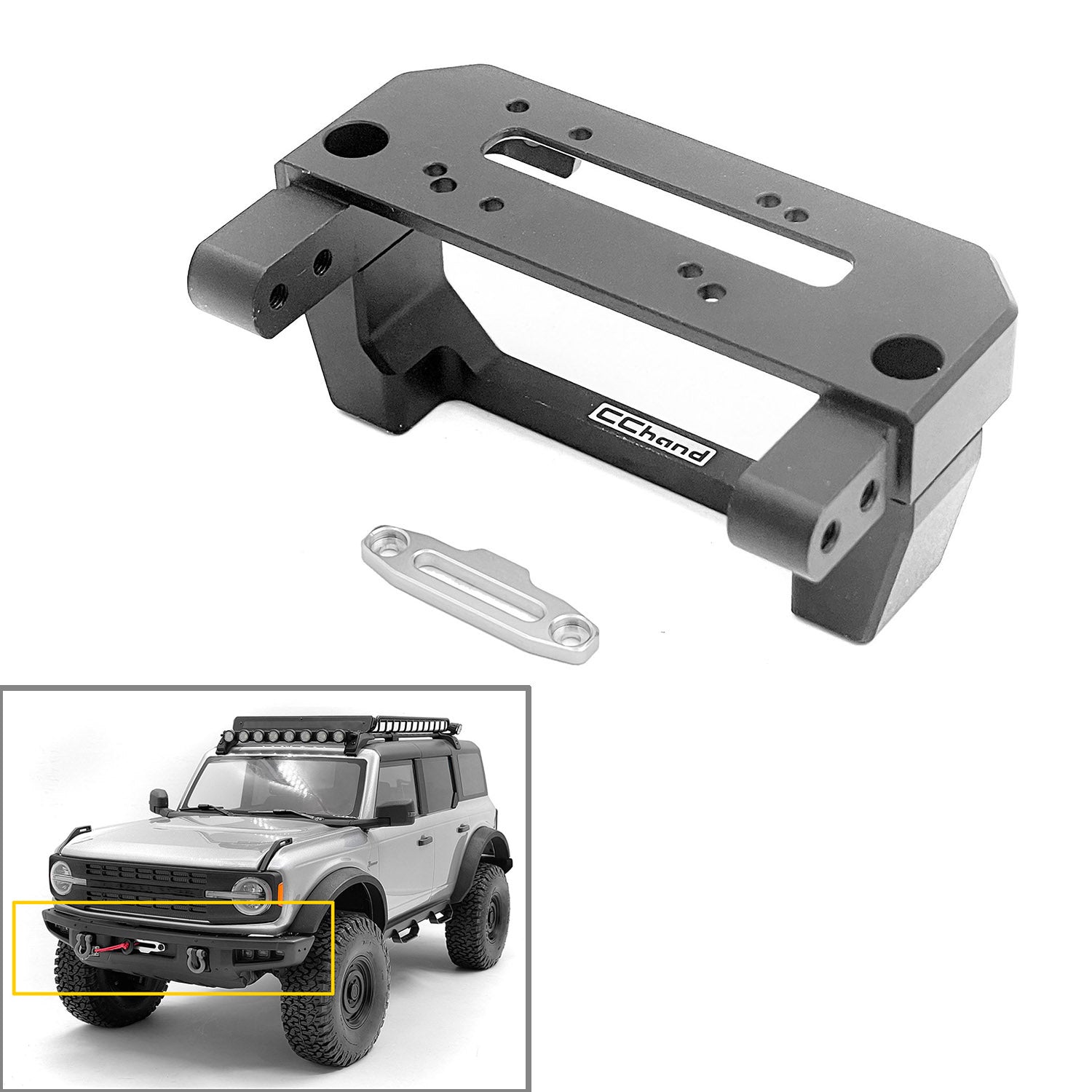US Stock Front Bumper Winch Mount for 1/10 Scale RC Crawler & Racing Cars - Heavy Duty Off-Road Accessory for DIY RC Models - Perfect for Rock Crawling & Trail Adventures