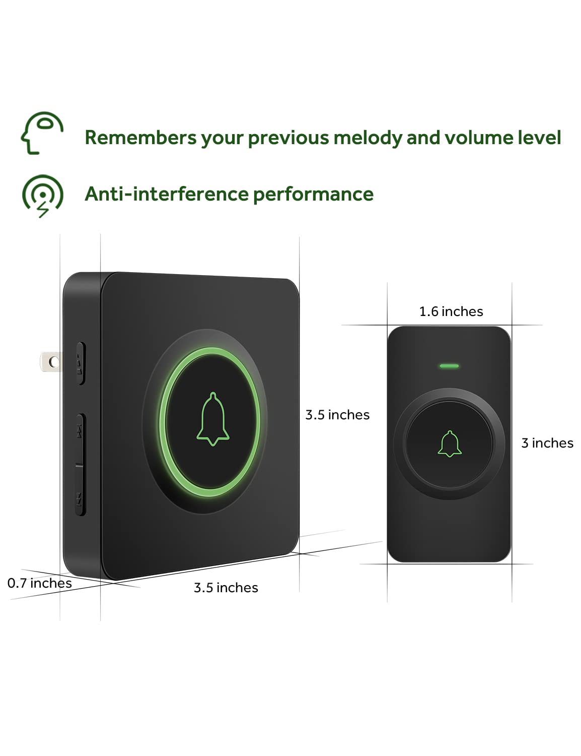 AVANTEK Wireless Doorbell Kit - 1300ft Long Range, Waterproof, 2 Buttons, 56 Chimes & 5 Volume Levels - Perfect for Homes, Apartments, Offices & Gated Communities