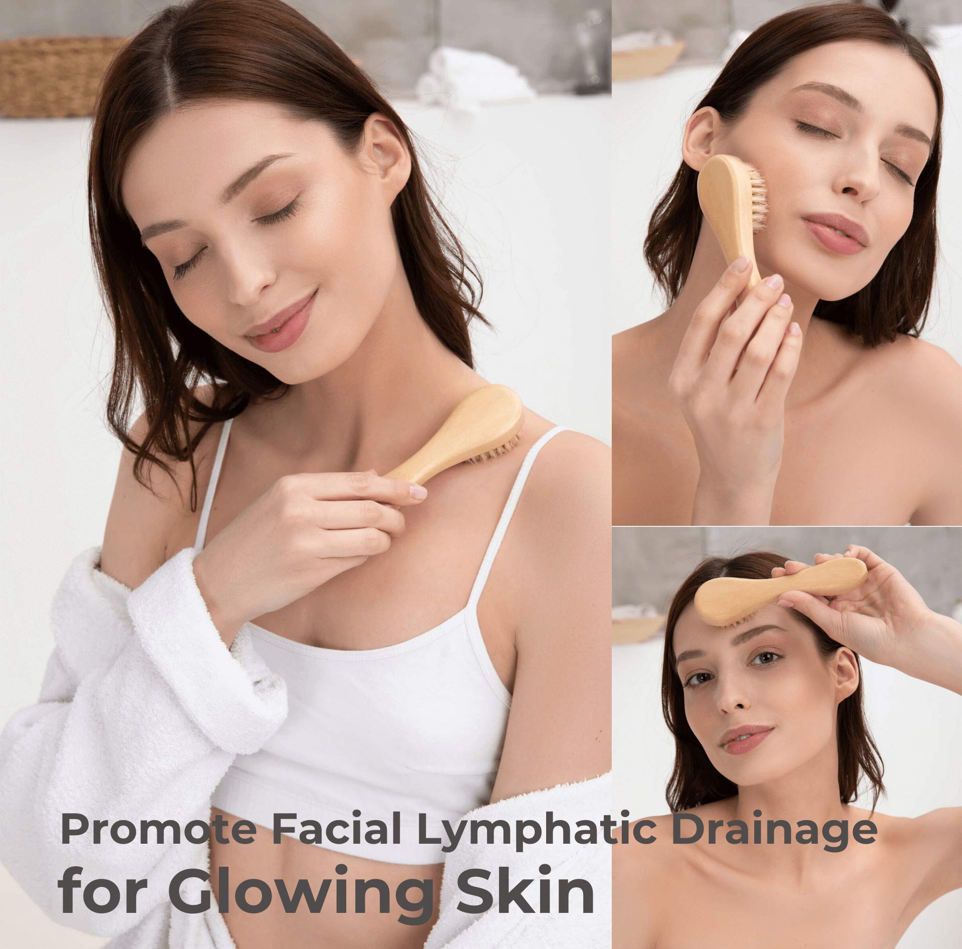 Dry Brushing Body Brush Set – Natural Bristle Exfoliating Brush Kit for Lymphatic Drainage & Cellulite Massage | Includes Face Cleansing Brush | Spa & Home Self-Care for Smooth, Glowing Skin | Perfect for Dry Skin Brushing & Detox Routine