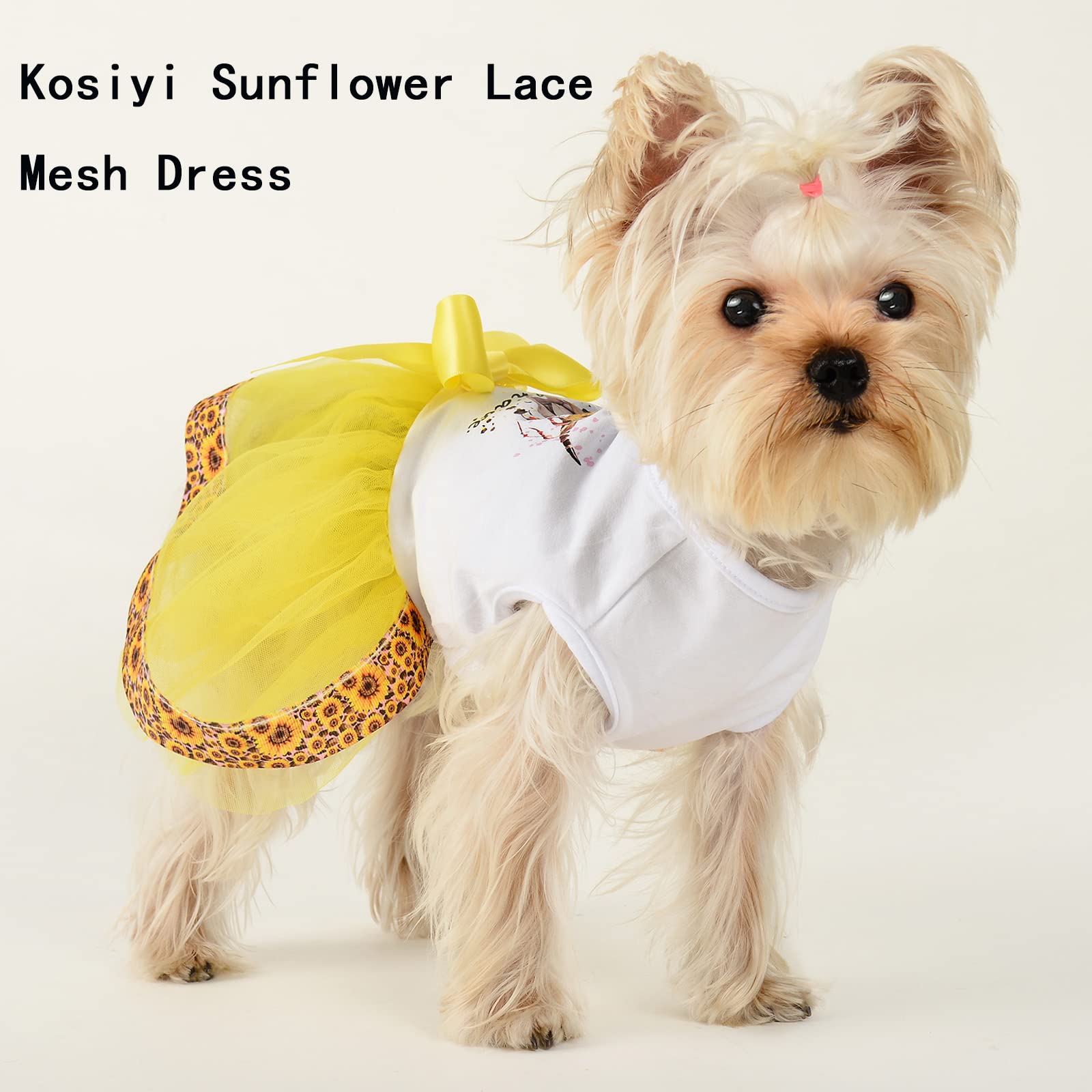 Sunflower Lace Dog Dress for Small Dogs - Cute Summer Outfit for Chihuahua & Yorkie | Perfect for Outdoor Photos