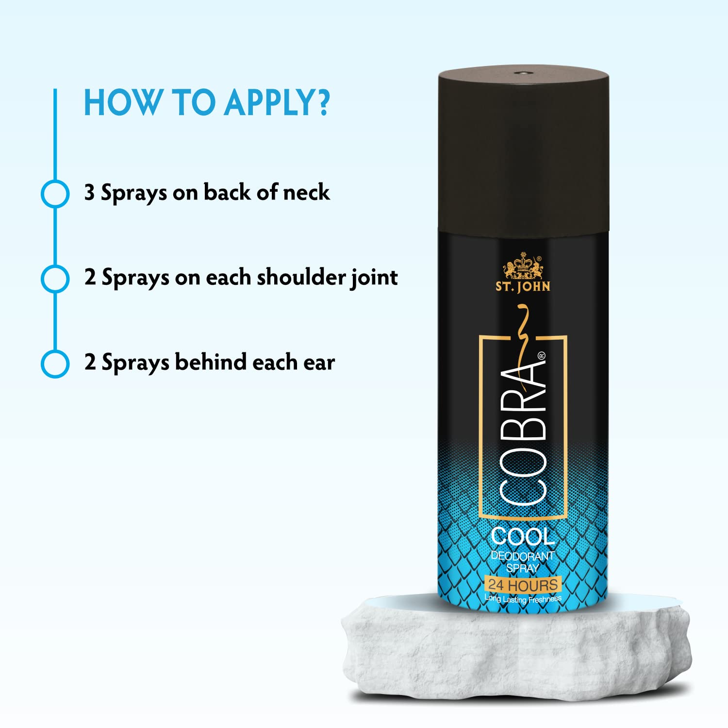 ST.JOHN Cologne Body Spray for Men & Women - 24 Hour Long Lasting Fragrance, Cool Deodorant Pack of 3 + Cobra Perfume 15ml (465ml, 4-Piece Set) | Gym, Office, Date Night & Everyday Freshness