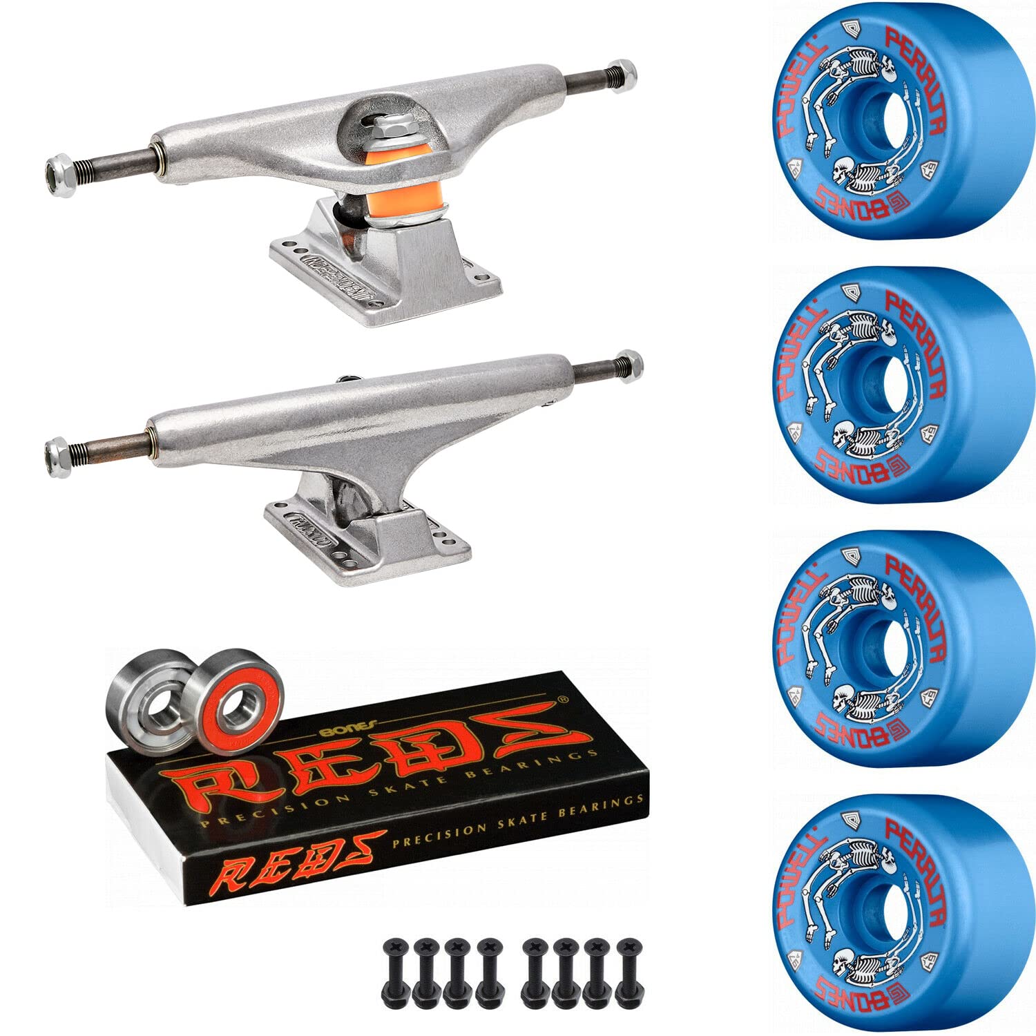 Vintage Old School Skateboard Complete Set with Independent 169 Trucks, Powell G-Bones Wheels, Bones Reds Bearings - Perfect for Street Skating, Cruising & Retro Style Riding