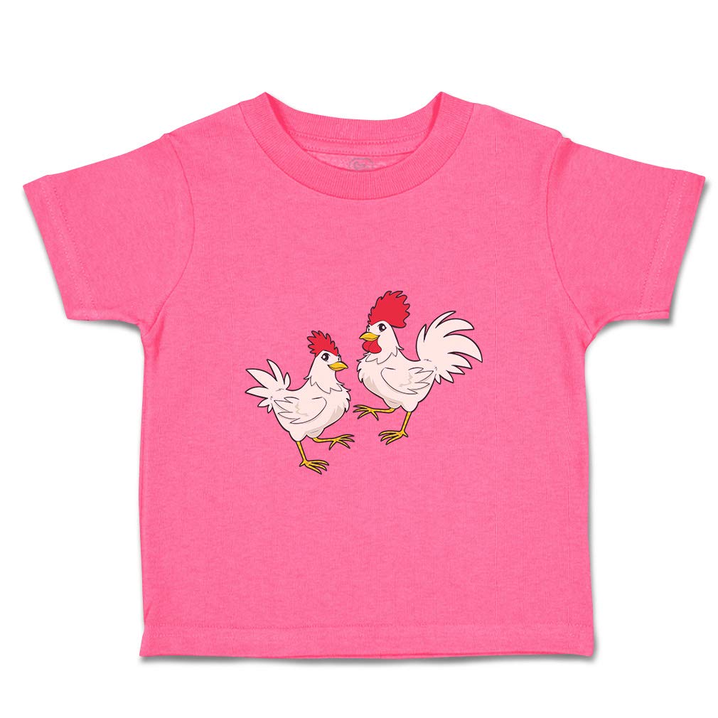 Farm Chicken & Rooster Toddler T-Shirt - Cute Farm Animal Print Boys & Girls Tee - Perfect for Playdates, Farm Visits & Everyday Wear