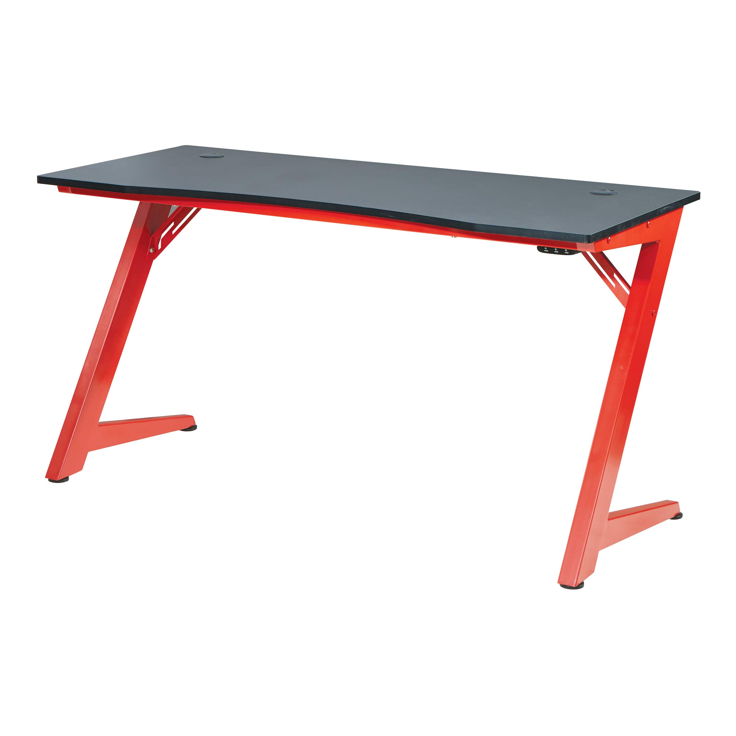 OSP Home Furnishings Beta Battlestation Gaming Desk with Bluetooth RGB LED Lights, Matte Red - Ergonomic Computer Desk for Streaming & Esports - Perfect for Gaming Setup, Home Office & Workstation