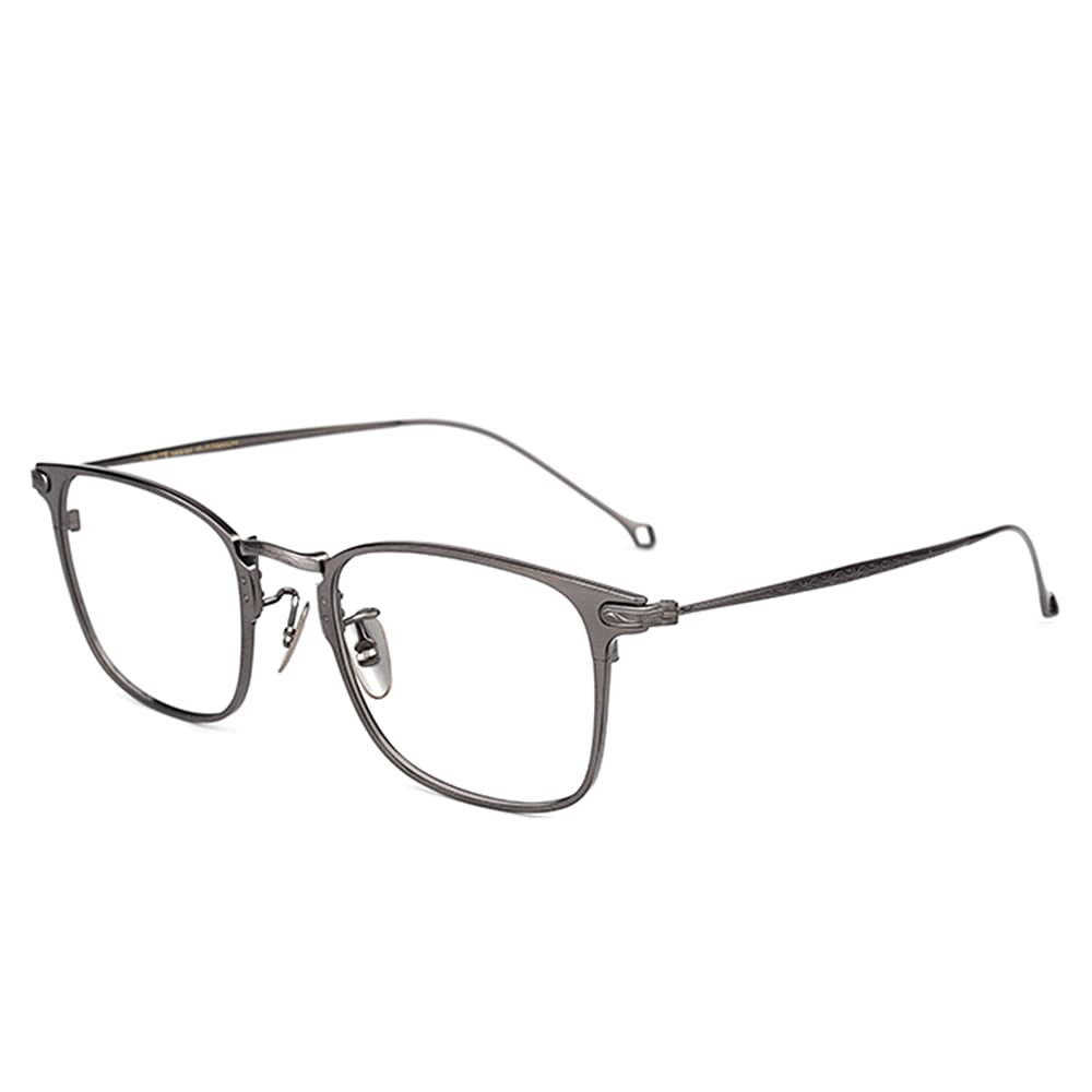 Premium Progressive Multi-Focus Reading Glasses with Anti-Blue Light HD Resin Lenses - Pure Titanium Frame, Gray +2.00 Strength - Perfect for Computer Work, Reading & Close-Up Tasks