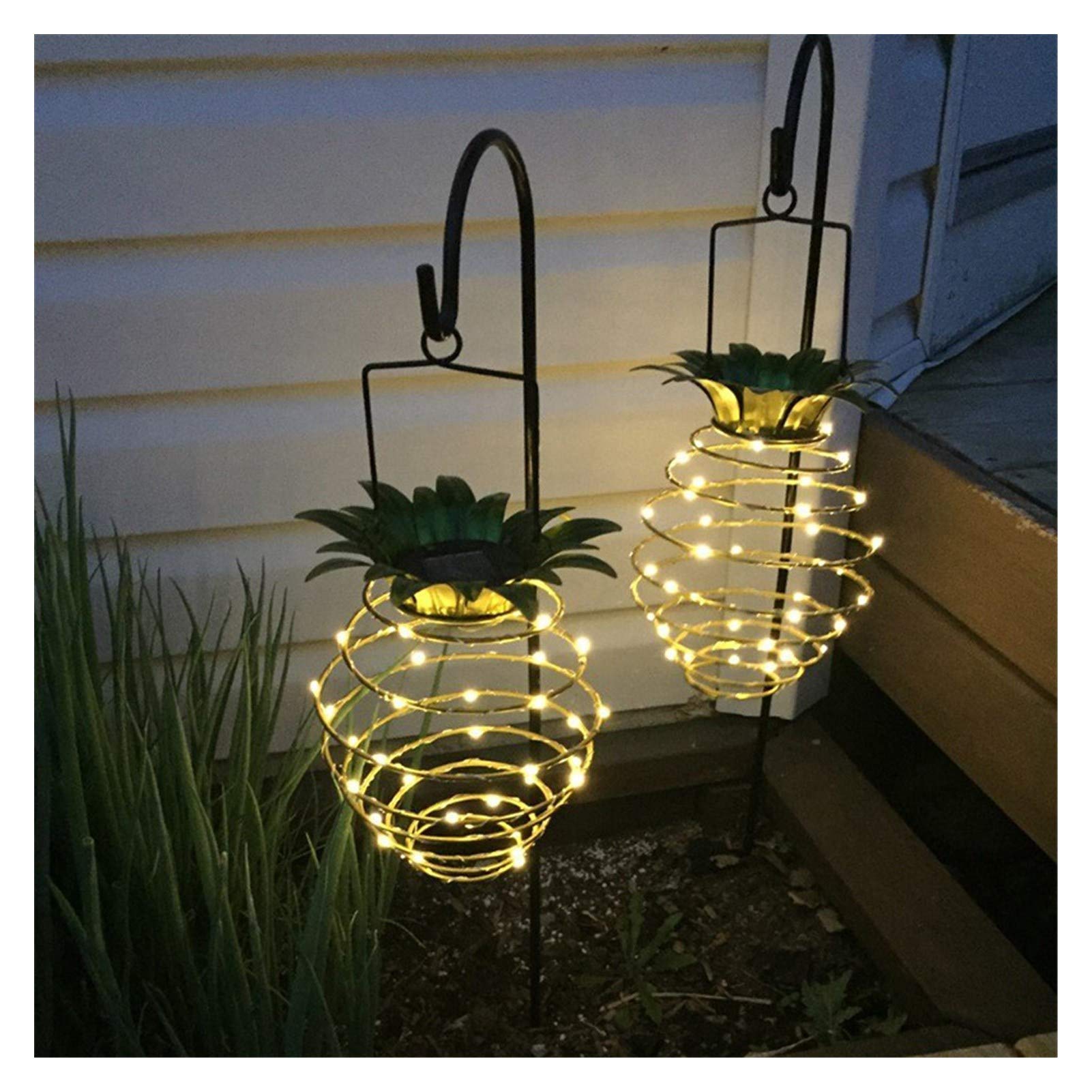 YSJJFWX Solar Wall Sconce Lights - 2 Pack Pineapple Shaped Outdoor Solar Hanging Lanterns, Waterproof Garden Wall Lights with Iron Wire Art Design for Patio, Yard, Porch Decor (Warm White) - Perfect for Backyard, Pathway, and Outdoor Party Lighting