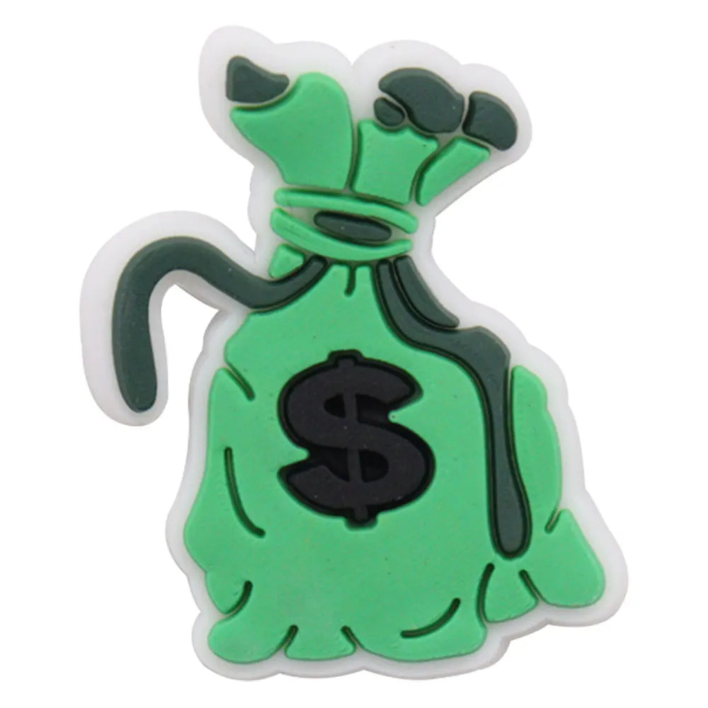 New 1pc Money Themed PVC Shoe Charms - Financial Freedom Decor for Slippers, Clogs & DIY Wristbands - Perfect for Crafting, Shoe Decoration & Festival Accessories