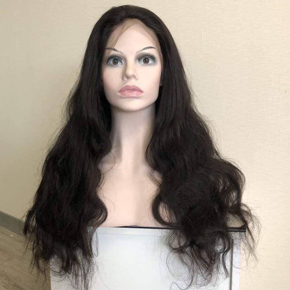 28 Inch Human Hair Full Lace Wig for Women - 180% Density Body Wave #1B Natural Black - Middle Size Cap - Soft & Affordable Wigs for Daily Wear, Cosplay, and Special Occasions