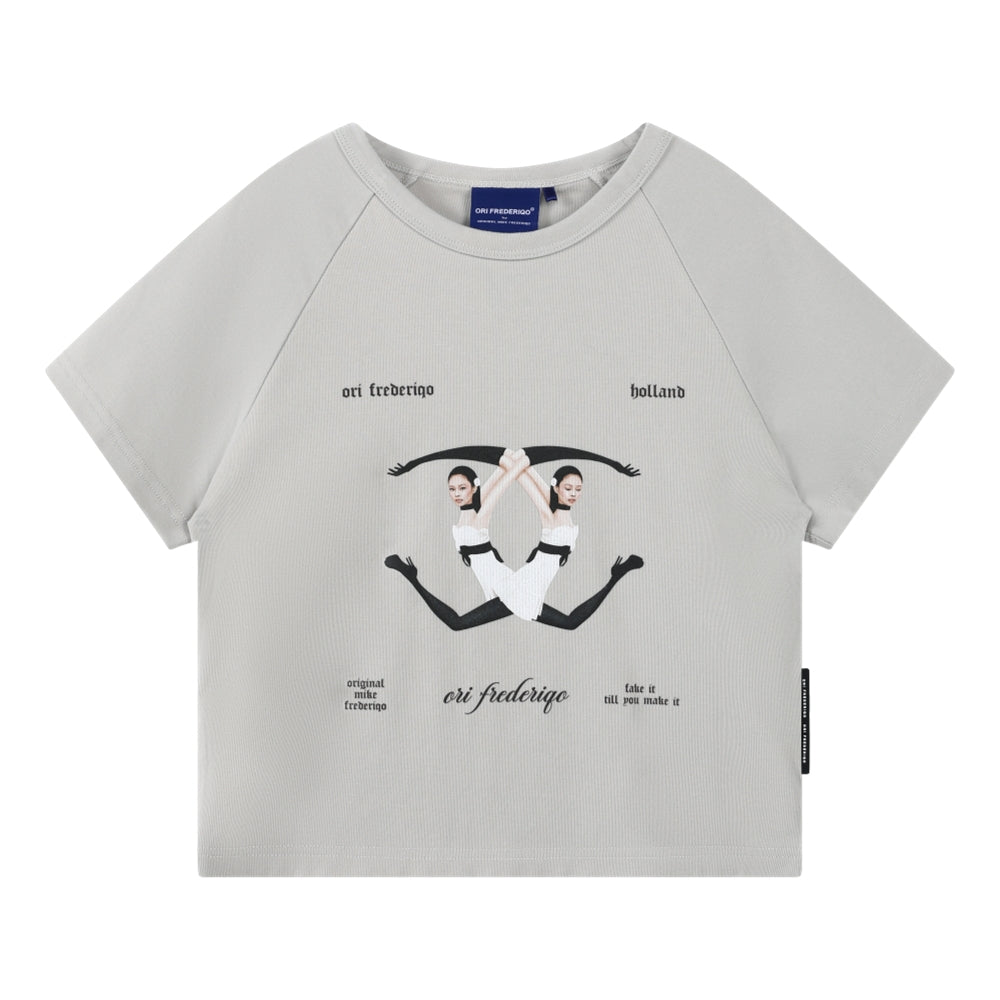 ORI FREDERIQO Women's Printed Short Sleeve T-Shirt - Grey | Casual Summer Top for Everyday Wear, Outfits & Street Style Fashion