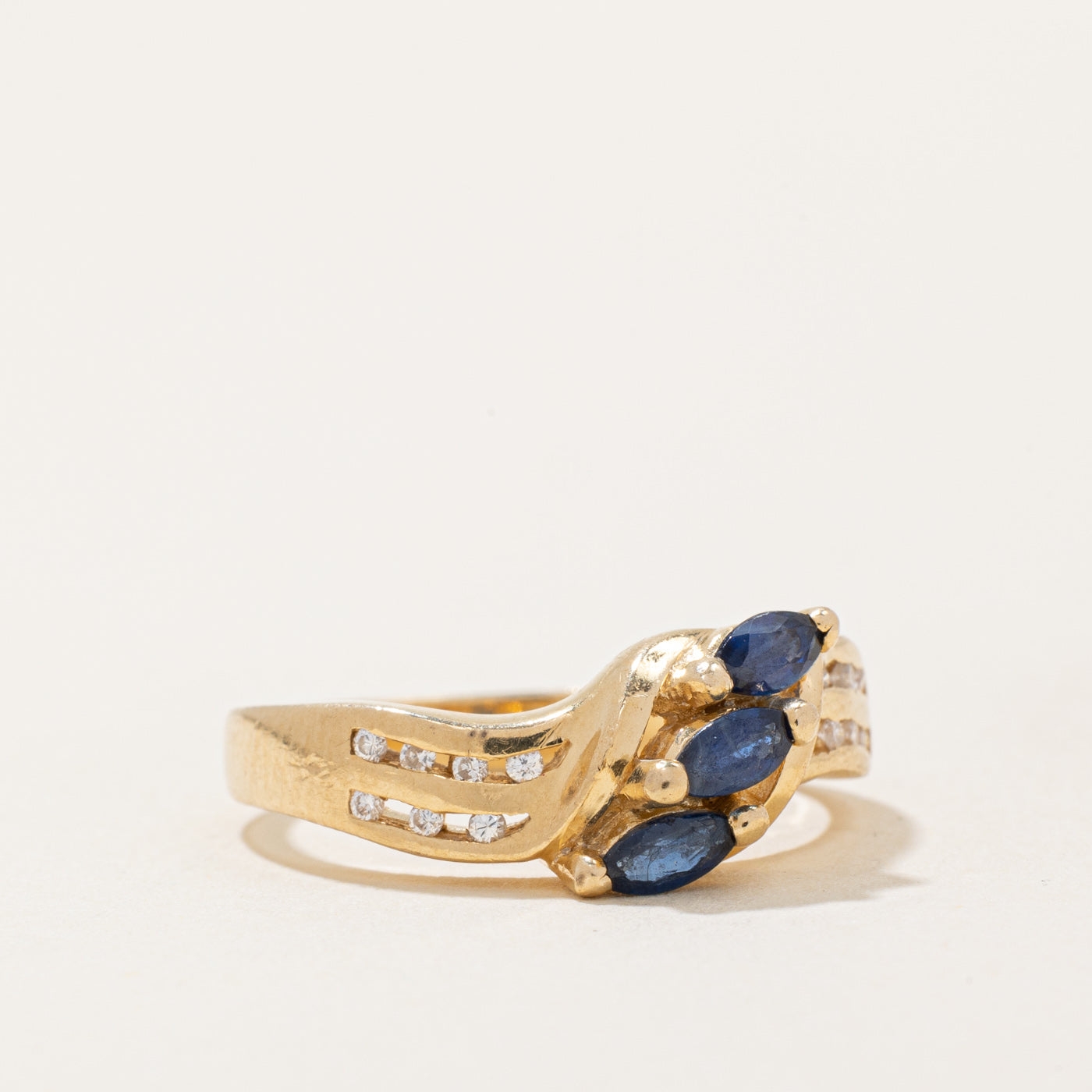 Exquisite Sapphire & Diamond Waterfall Ring - 0.36ctw Gemstones & 0.07ctw Diamonds - Size 6.5 - Elegant Jewelry for Weddings, Anniversaries & Special Occasions