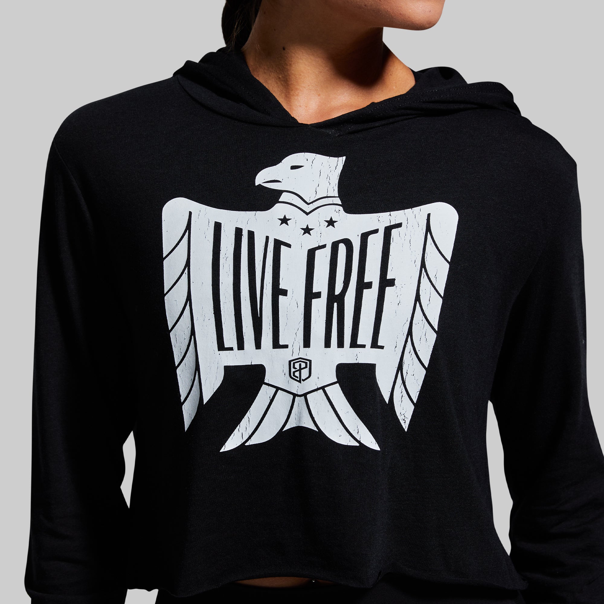 Live Free Cropped T-Shirt Hoodie for Women - Soft & Comfortable Pullover Sweatshirt (Black) | Casual Streetwear, Gym, Lounge & Everyday Wear