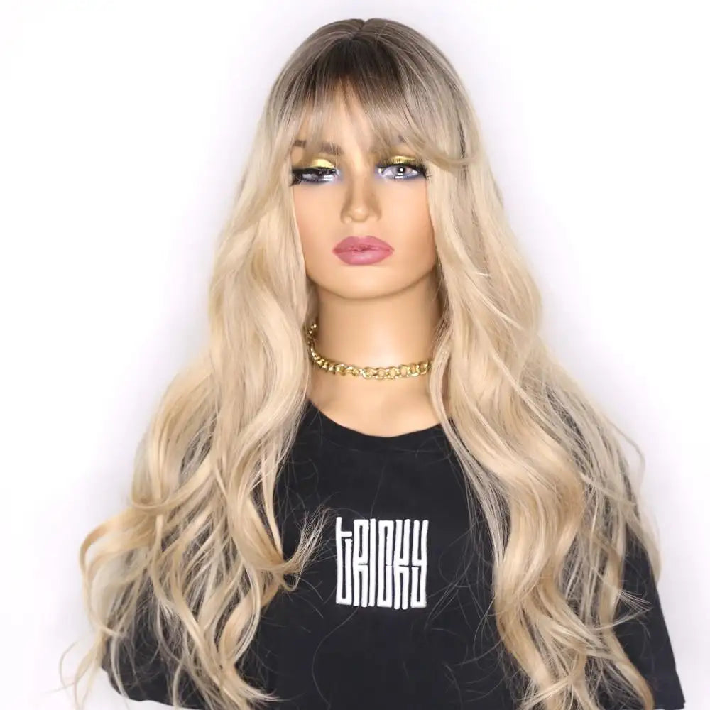 Heat Resistant Straight Synthetic Wig with Bangs - Extra Long Length for Daily Wear, Cosplay & Costume Parties | Perfect for Halloween, Cosmetics & Fashion Styling