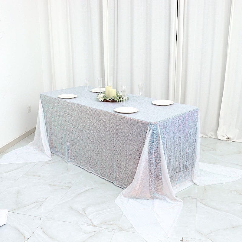 90x156 Inch Sparkling Sequined Rectangular Tablecloth for Wedding, Party, Banquet & Holiday Decor - Elegant Dining Table Cover for Special Occasions