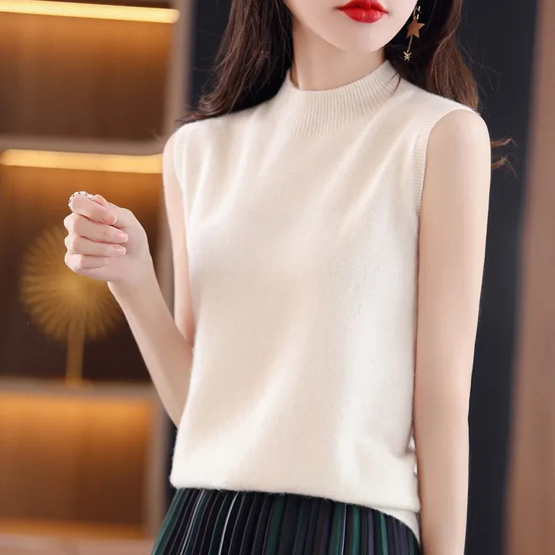 Women's Sleeveless Casual Sweater - Lightweight Summer Knit Top for Layering or Office Wear