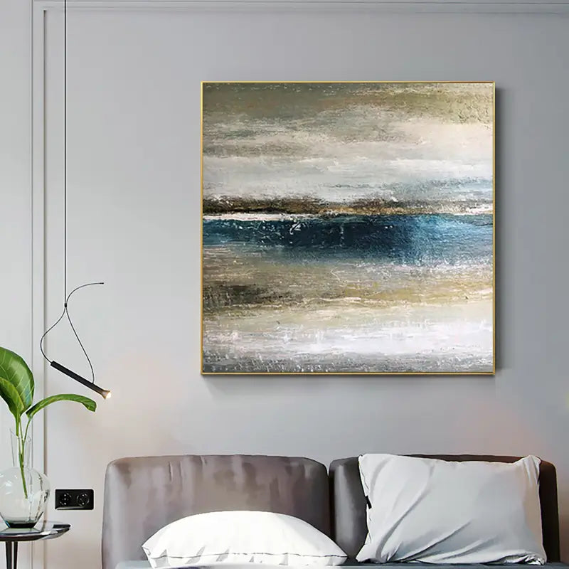 Ocean And Sky Painting #OS 006 - Handmade Canvas Wall Art for Home Decor, Office & Living Room - Coastal Landscape Artwork for Beach House & Modern Interior Design