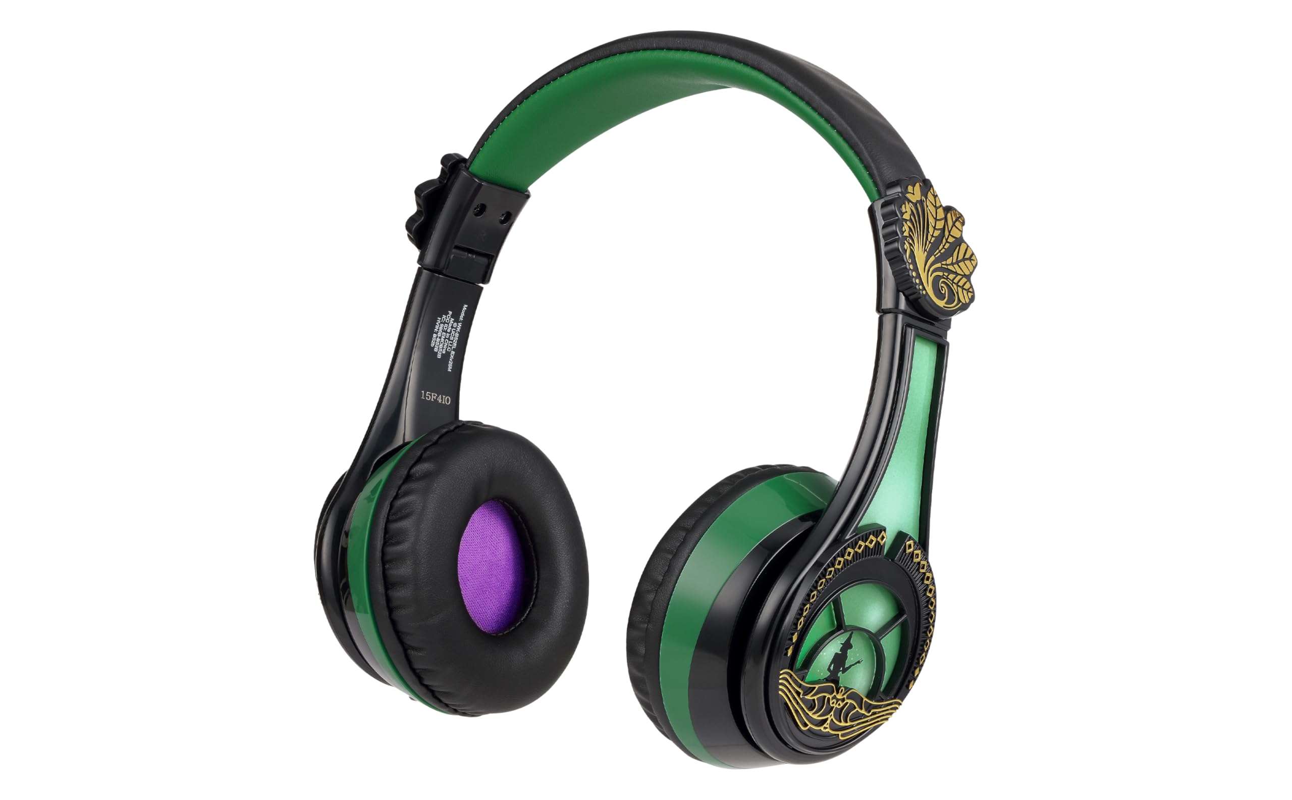 eKids Wicked Elphaba Bluetooth Wireless Headphones with Built-in Mic & AUX Cable - Volume Limited Foldable Kids Headphones for School, Home, Travel | Perfect for Online Classes, Gaming & Music Listening