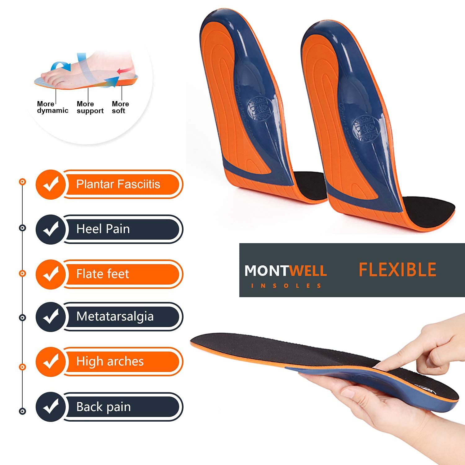 Memory Foam Orthotic Shoe Insoles for Men & Women - Relieve Flat Feet, Heel Pain & Fatigue - Full-Length Work & Casual Shoe Inserts (2XL/13-14) - Perfect for Standing All Day, Running & Walking Comfort